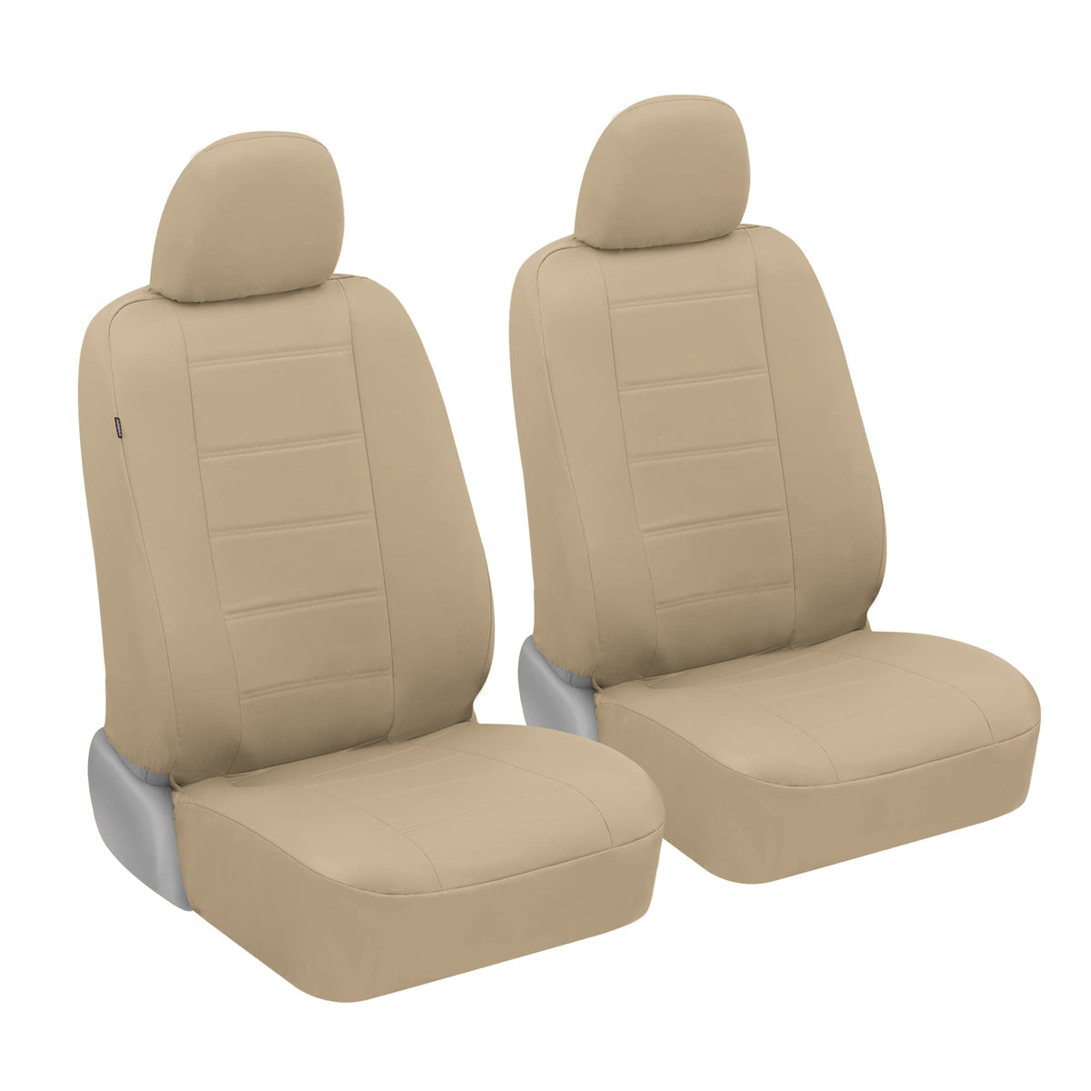 BDK carXS Beige Leather Car Seat Covers Front Seats Only, 4-Piece Faux Leather, Includes Front Seat Covers, Automotive Seat Cove