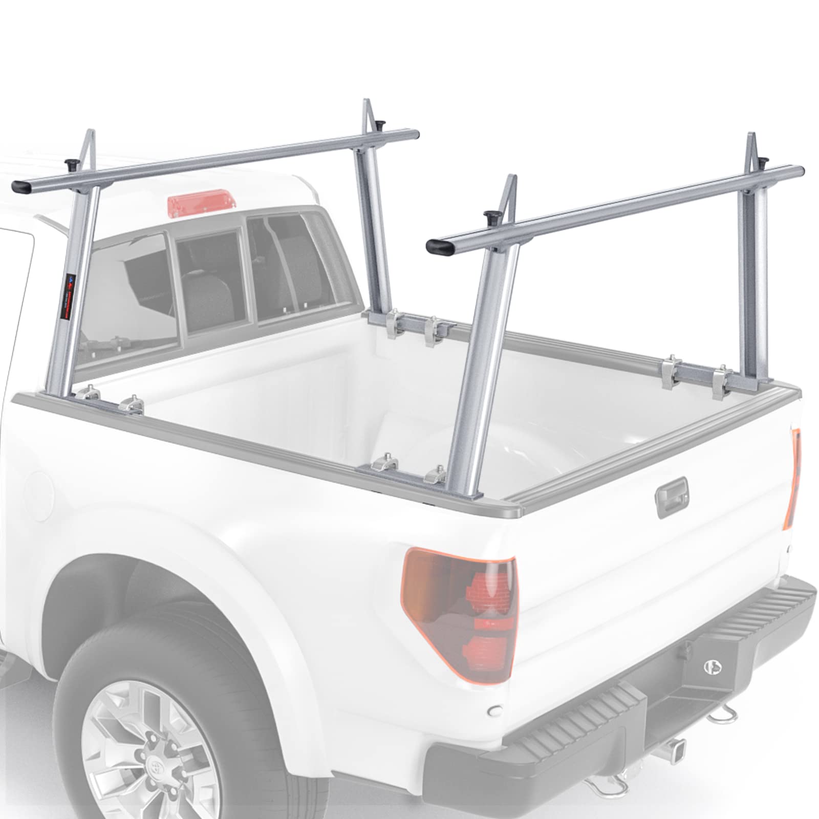 Aa-Racks Model Apx25 Extendable Aluminum Pick-Up Truck Ladder Rack (No Drilling Required) - Silver