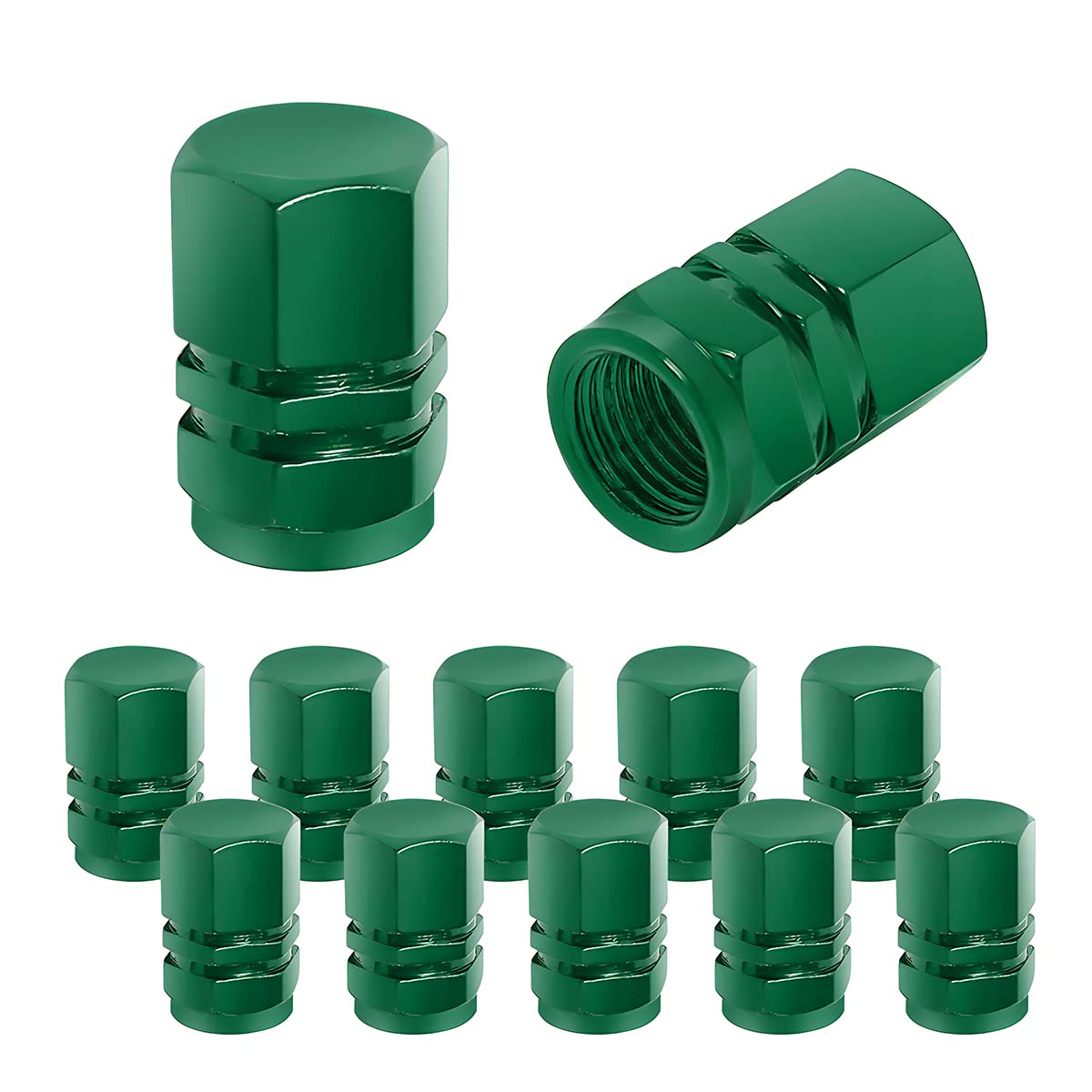 12 Pcs Car Tire Valve Stem Caps, Airtight Caps/Covers, Universal For Cars, Bicycles, Motorcycles, Suvs, Car Accessories For Men Women (Green)