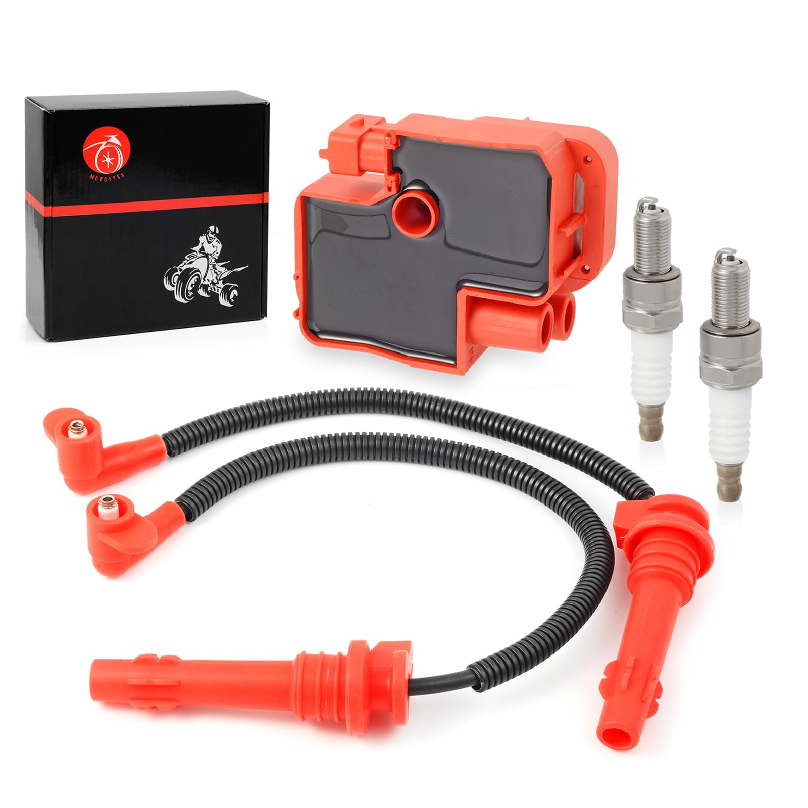 Moto1988 Ignition coil & Spark plug & Wire Cap for Polaris RZR XP 4 S 900 1000 RS1 Turbo 2014-2023 4014296 4014295 4017695 40176