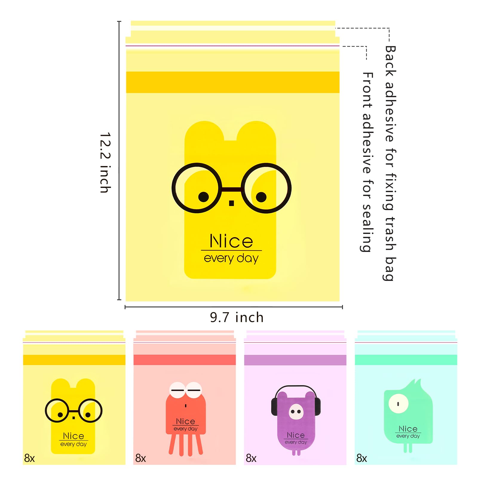 32Pcs Car Trash Bags Easy Stick-On Disposable Portable Car Garbage Bags, Waterproof Leak Proof Barf Vomit Bags, Self Adhesive Cl