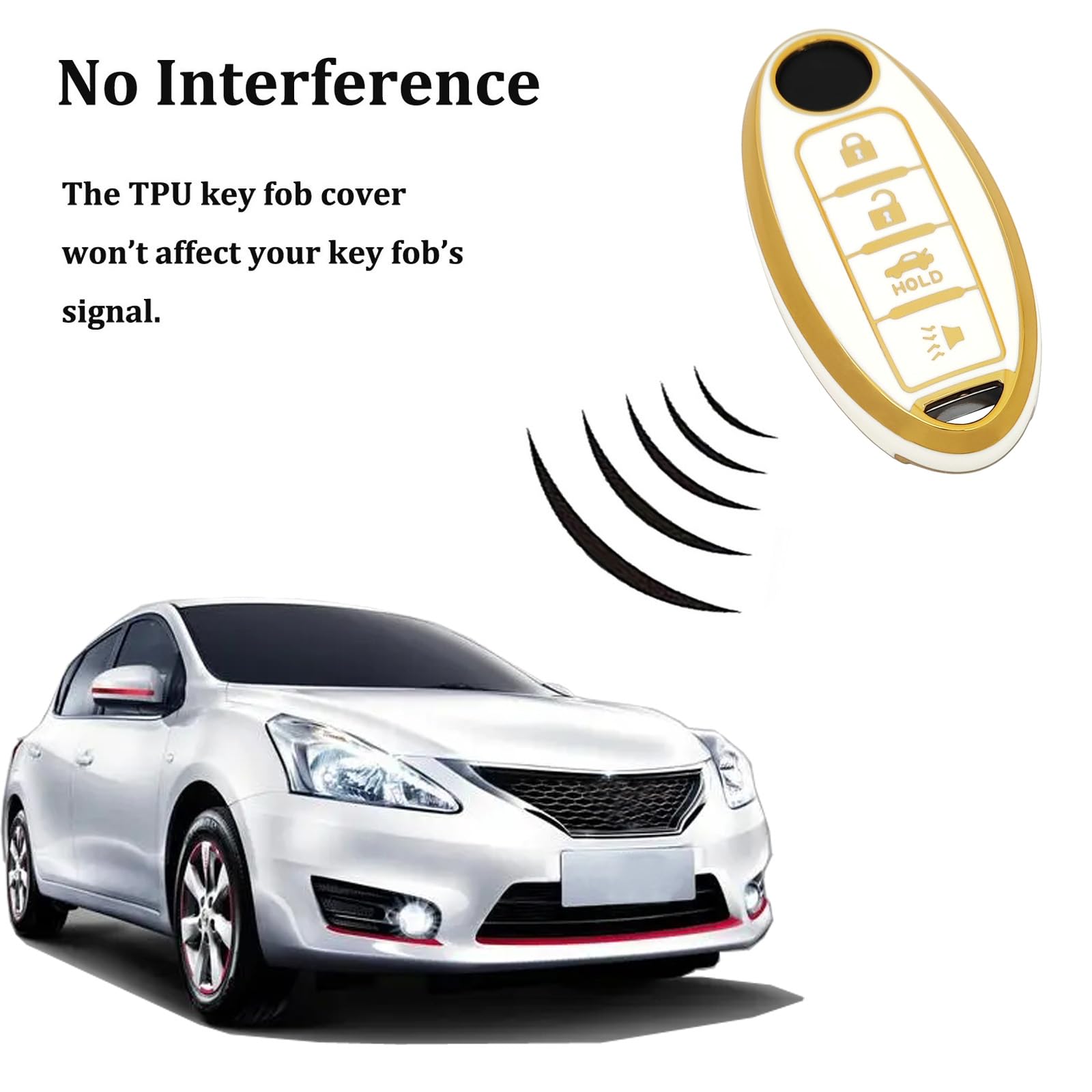 Arruweer Key Fob Cover For Nissan Key Case With Keychain For Nissan Altima Maxima Rogue Armada Pathfinder Versa 4 Buttons Smart