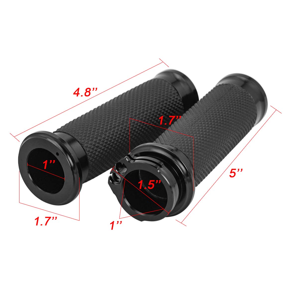 Pbymt 1' Motorcycle Hand Grips Black Handlebar Grips Compatible For Harley Touring Honda Yamaha Suzuki Kawasaki