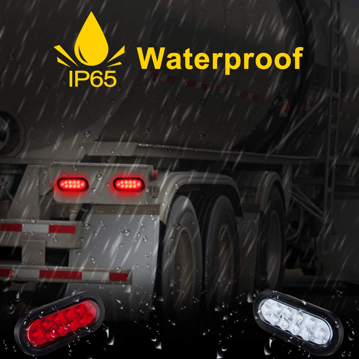 Limicar 4 Red 2 White Oval Tail Lights Led, 6'' Flatbed Light Kit, Led Tail Lights For Trucks, Trailer Tail Lights For Rv Jeep