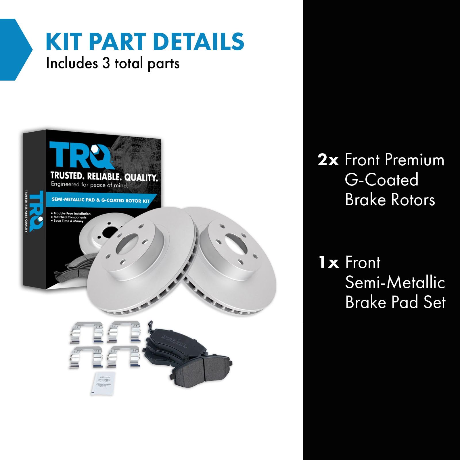 Trq Front Brake Pad & Rotor Kit Brake Pads Brake Rotor Semi-Metallic Premium G-Coated Compatible With 2005-2006 Saab 9-2X 2002-2