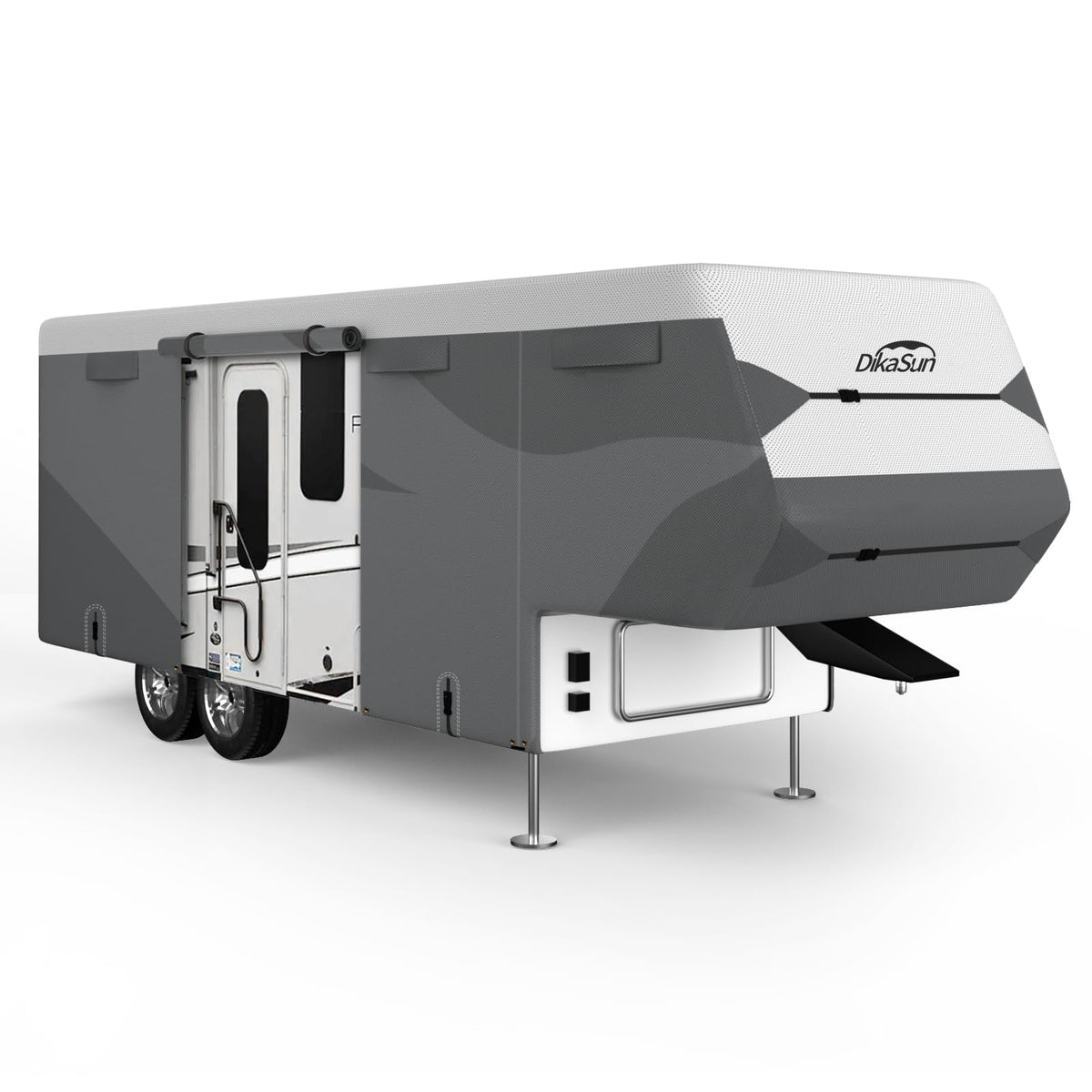Dikasun Dupont Fabric 5Th Wheel Rv Cover Travel Trailer With 4 Layers Ripstop Non-Woven Sides Weatherproof Top Fifth Wheel Skirt