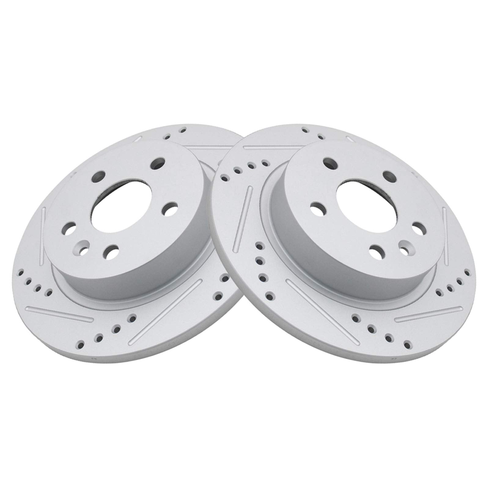 Trq Rear Performance Brake Rotors Set Premium G-Coated Cross Drilled & Slotted Compatible With 2013-2022 Buick Encore 2011-2015