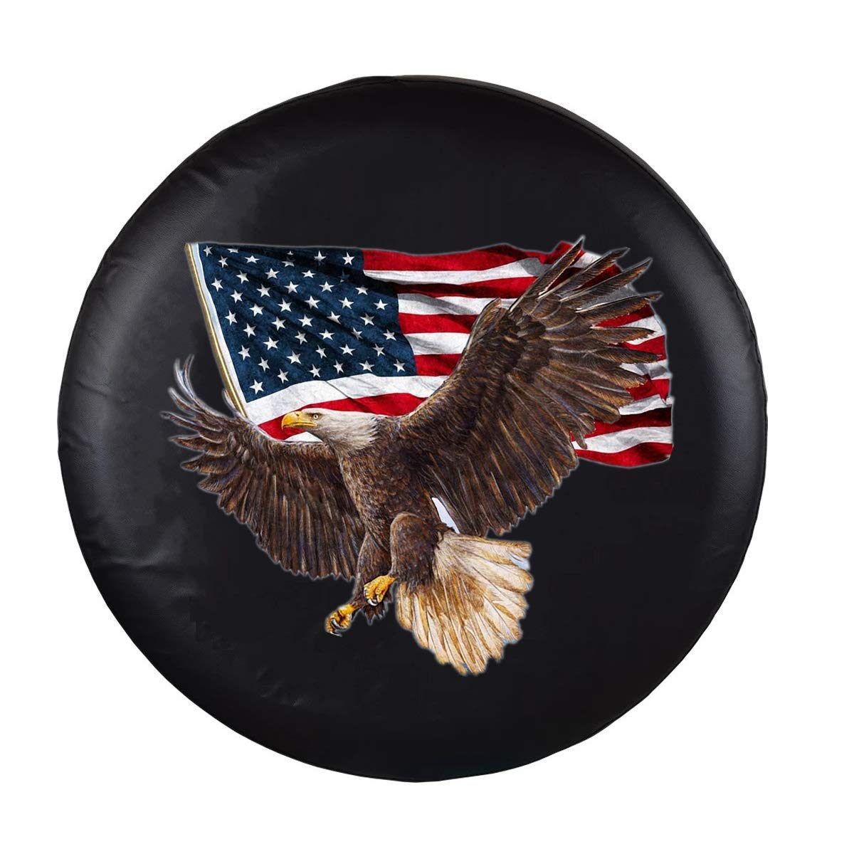 Spare Tire Cover, Wheel Cover With American Eagle Usa Flag Pvc Leather Waterproof Dust-Proof Universal Fit For Jeep Trailer Rv S