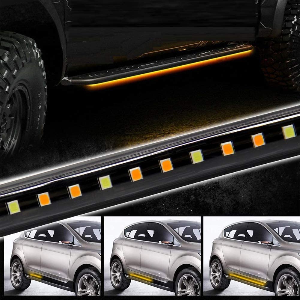 Opl5 2Pcs Truck Led Running Board Lights Sequential Amber Side Marker Light 70 Inch Emergency Extended Crew Cab 216 Leds Waterpr