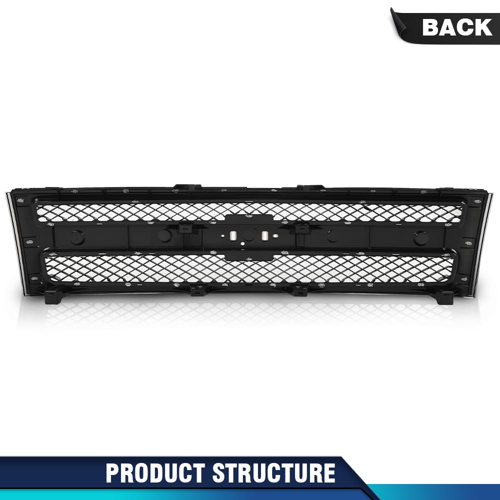Pit66 Grille Compatible With Chevy Silverado 1500 2007-2013 Chrome Shell W/Black Insert 25810707, 19303978, 22849840, Gm1200572