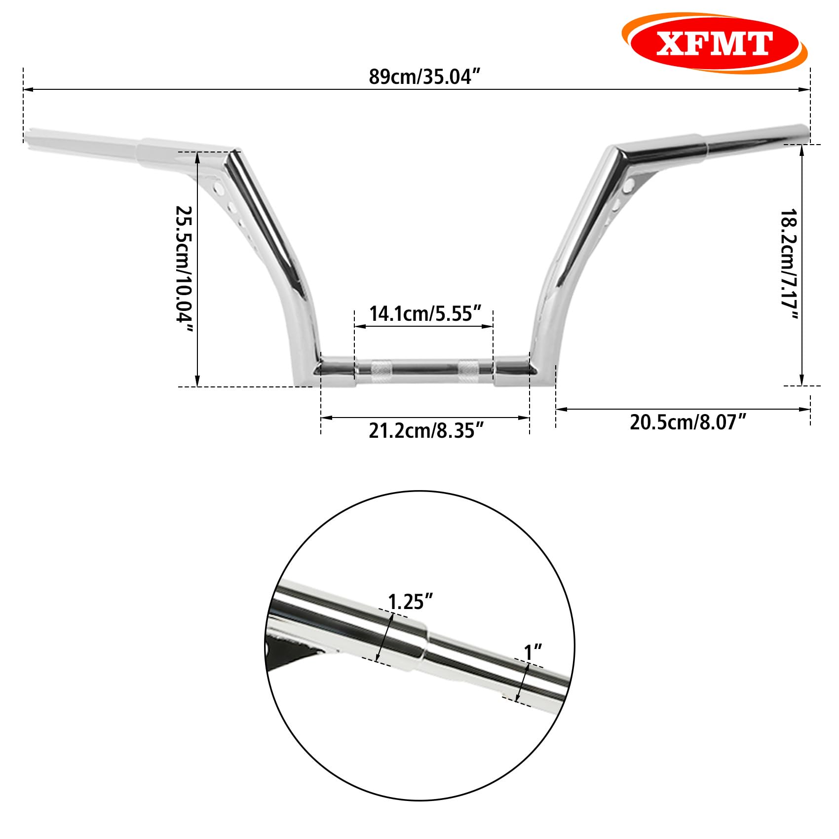 Xfmt Motorcycle Chrome 10'' Rise Ape Hangers Bar 1-1/4'' Batwing Handlebar For Harley Sportster Xl Softail Dyna Road King