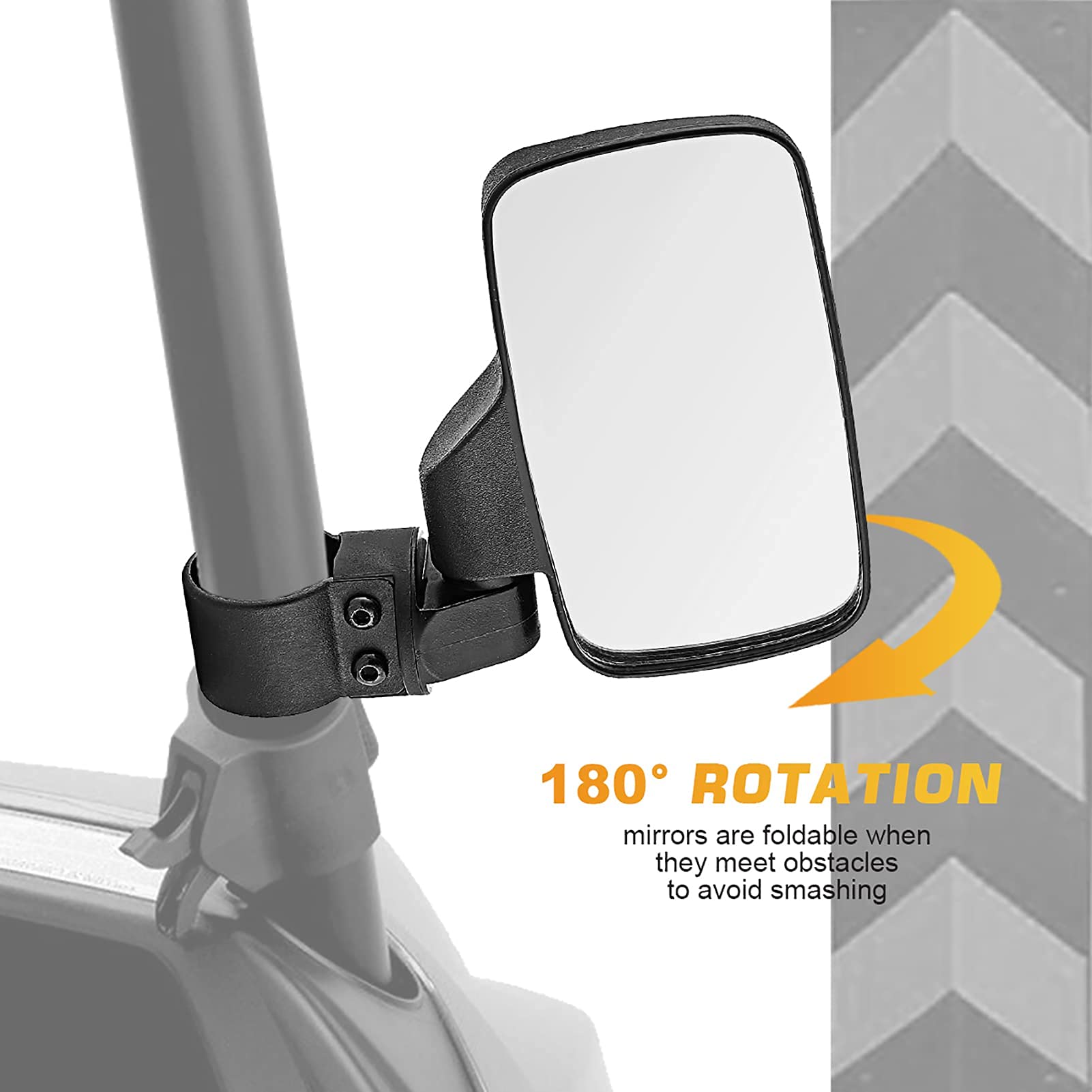 WSays 15'' Wide Center View Mirror for 2'' roll Bar & UTV Right & Left Side View Mirrors with 1.5''-2'' Adjustable Clamp & Grab