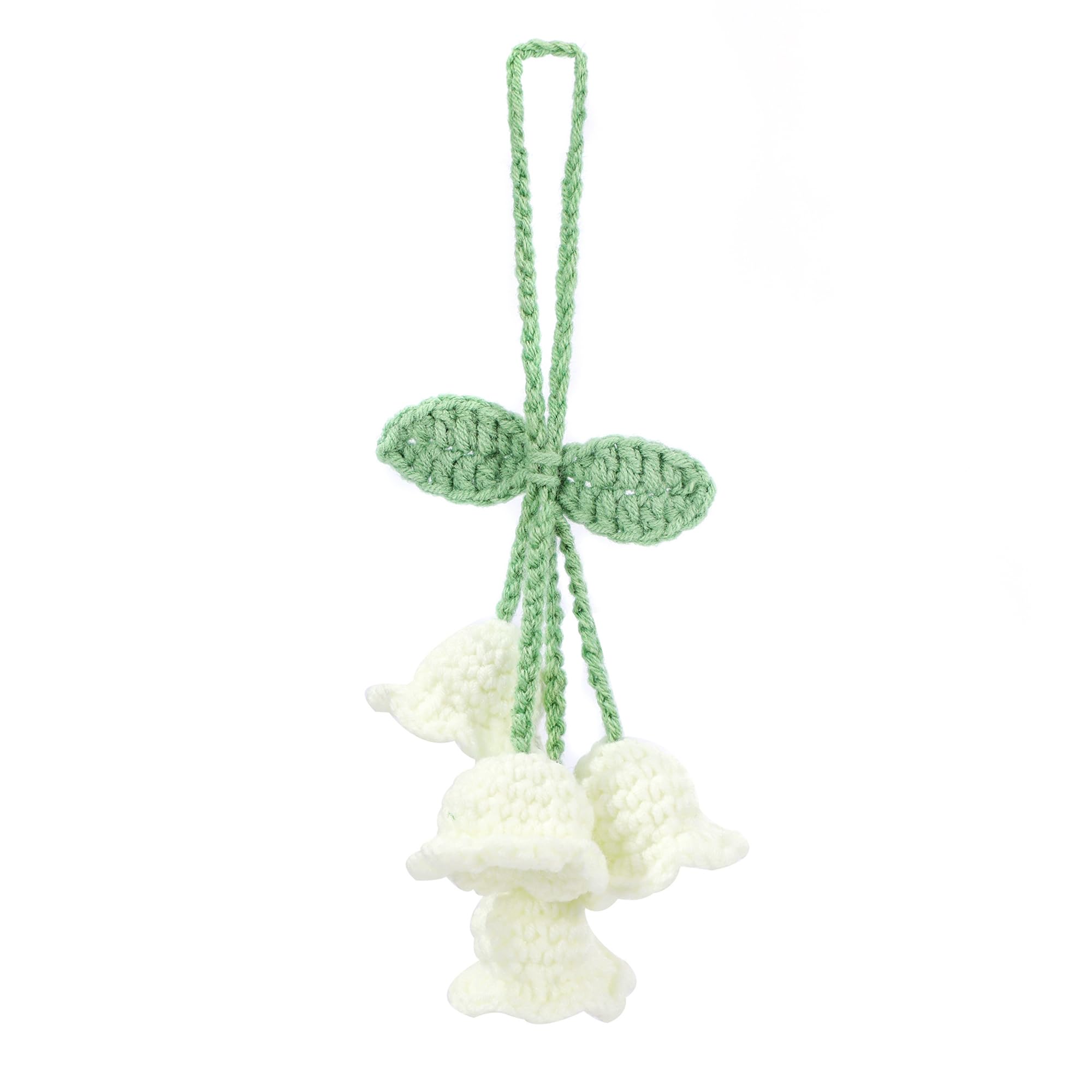 Car Mirror Hanging Accessories Lily Flower Handmade Knitted Car Pendant,Cute Car Decorations For Women Crochet Rearview Mirror A