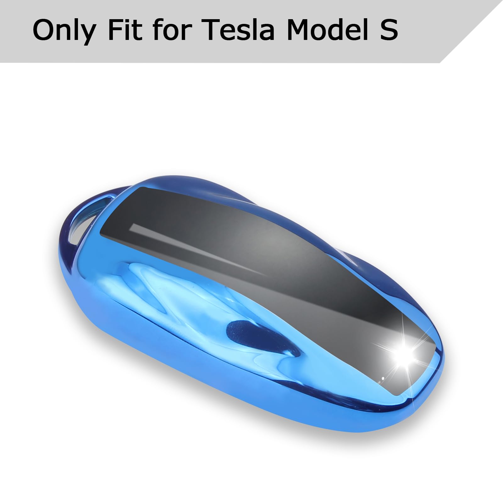 Qbuc For Tesla Key Fob Cover With Keychain Soft Tpu Protection Case Compatible With Tesla Model S (Blue)