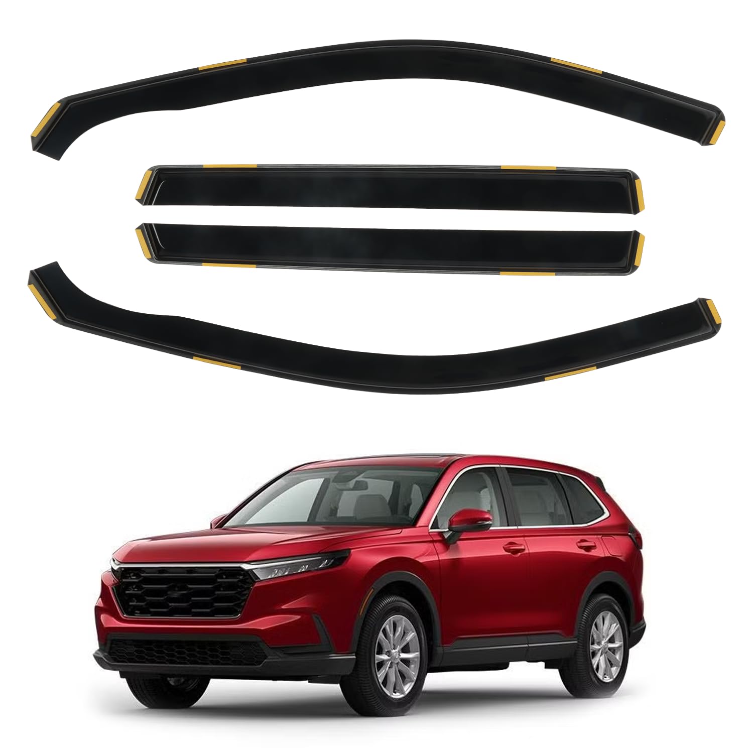 4 PCS in-Channel Window Rain Guards for 2023 2024 2025 Honda CRV (CR-V), Extra Durable Window Deflectors, Smoke Tinted Vent Wind