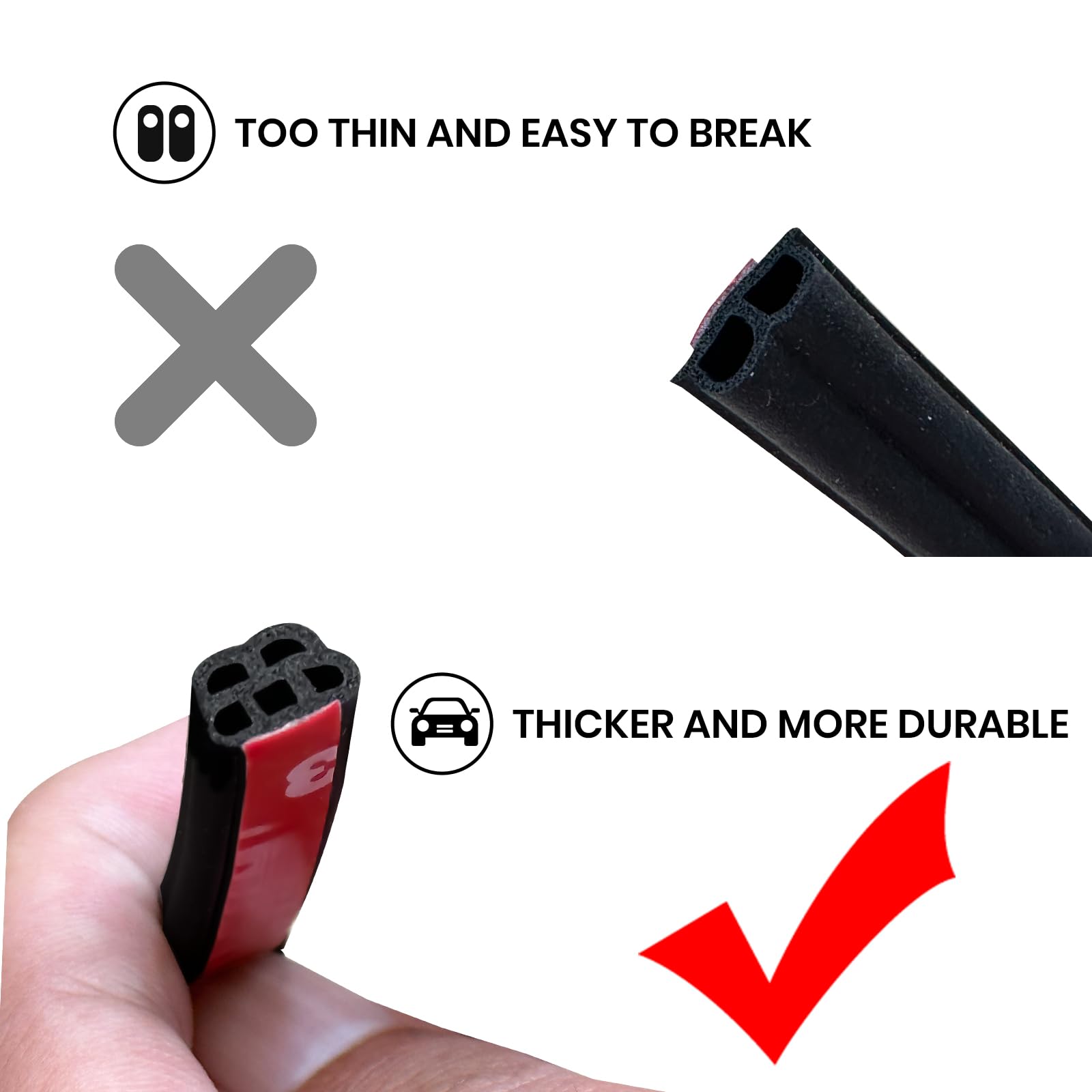 52.5Ft Car Door Seal Strip Double Layer Universal Self Adhesive Auto Door Seal Strip Soundproofing Weather Stripping for Car Doo