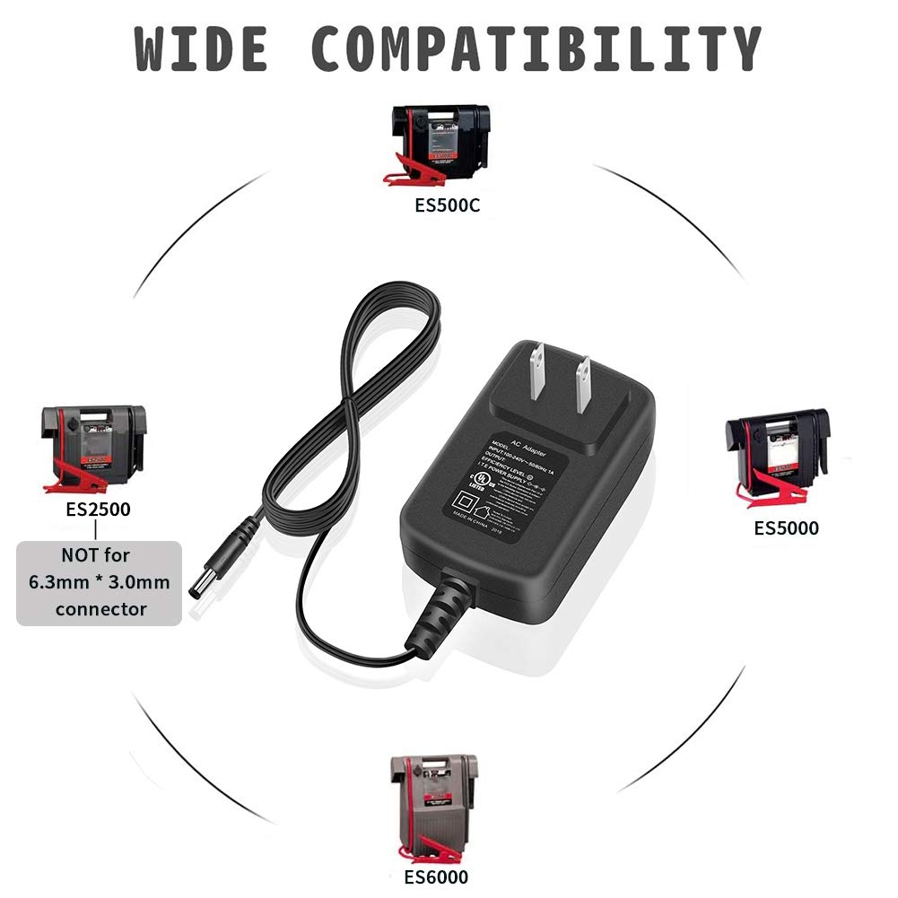 Power Cord 19V Charger Work For Booster Pac Es5000 Es2500 Esp5500 Ul Listed Ac Power Supply Adapter J1000 J850 Fit For Booster Auto Truck/Motor Jump Starter Replacement
