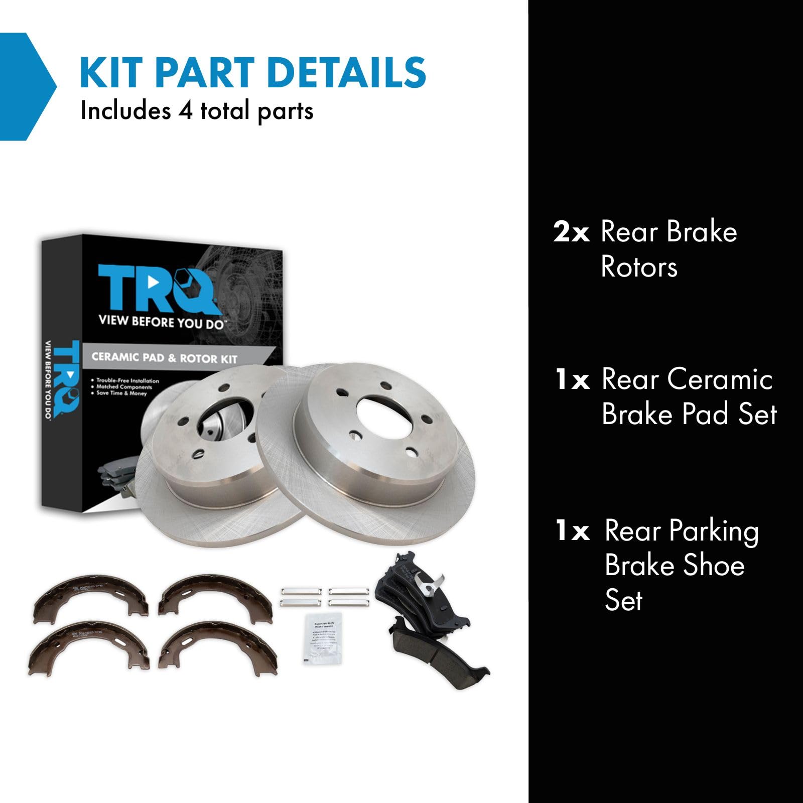 Trq Rear Brake Pad & Rotor Kit Brake Pads Brake Rotor Parking Brake Shoe Set Ceramic Compatible With 2002 Ford Explorer Sport 19