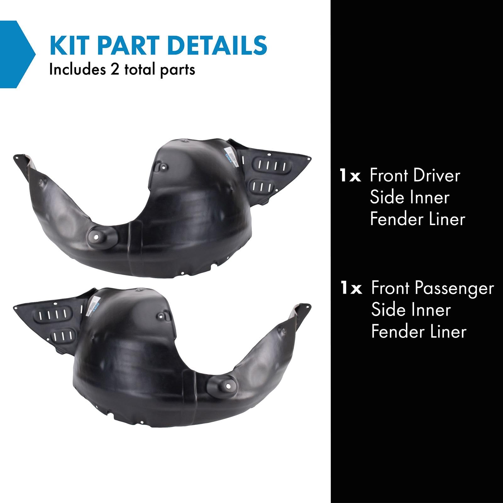 Trq Front Inner Fender Liner Set Compatible With 2015-2021 Kia Sedona Ki1248148 Ki1249148