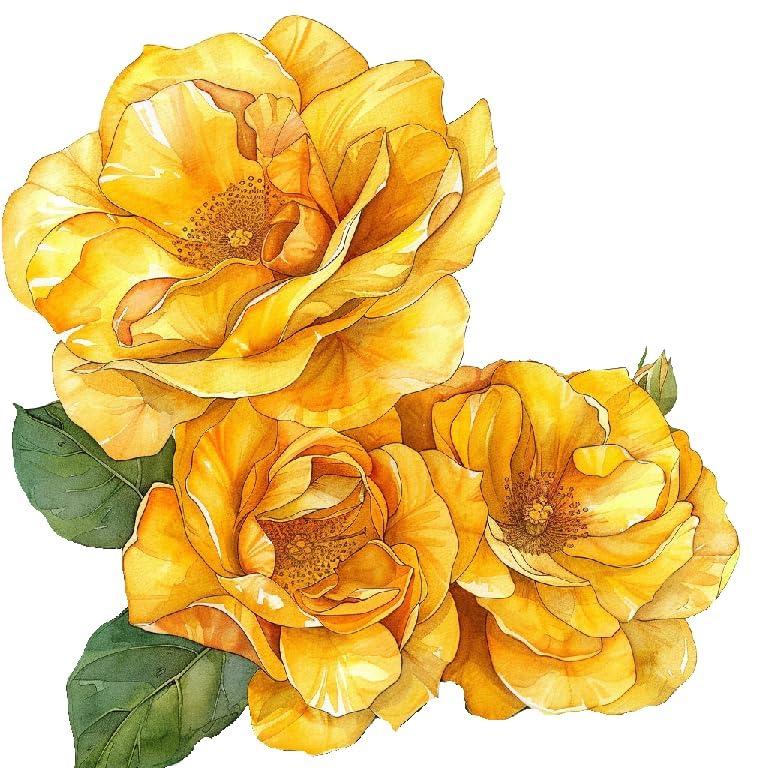 Maktem Japanese Yellow Rose Flower Car Sticker, Floral Oriental Rose Vinyl Bumper Sticker, Beautiful Yellow Flower, Car, Case, L