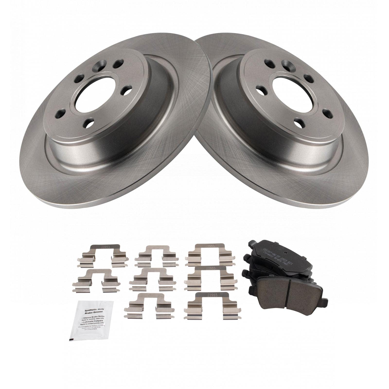 Trq Rear Brake Pad & Rotor Kit Brake Pads Brake Rotor Ceramic Compatible With 2012-2015 Land Rover Range Rover Evoque