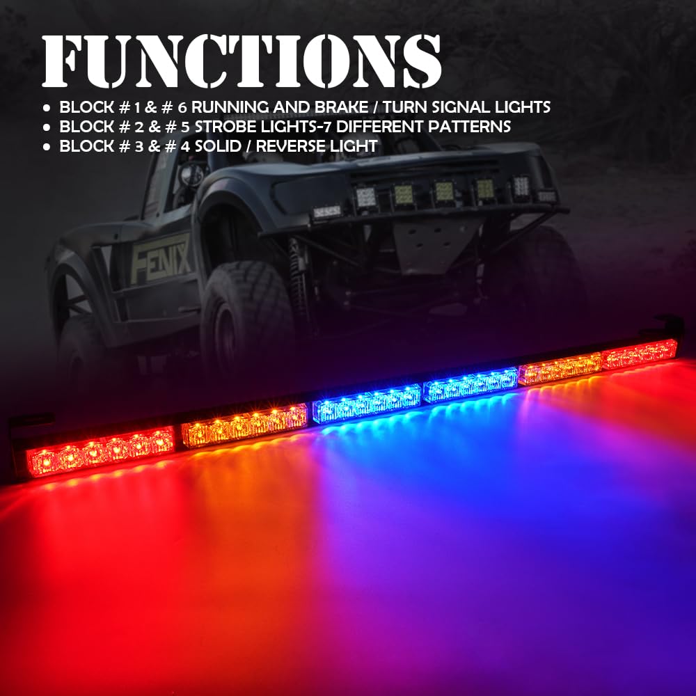 Xprite 36'' Rear Led Chase Light Bars, All In One W/Strobe Brake Reverse Light For Jeeps, Yamaha, Can-Am Maverick X3, Atv, Utv,