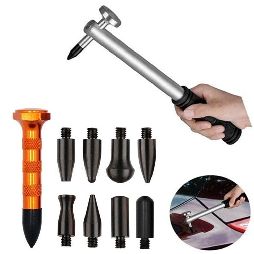 G&S 10Pcs Car Body Paintless Dent Removal Tools Aluminum Dent Hammer With Knock Down Head Tap Down Tools Set Dent Repair Kit