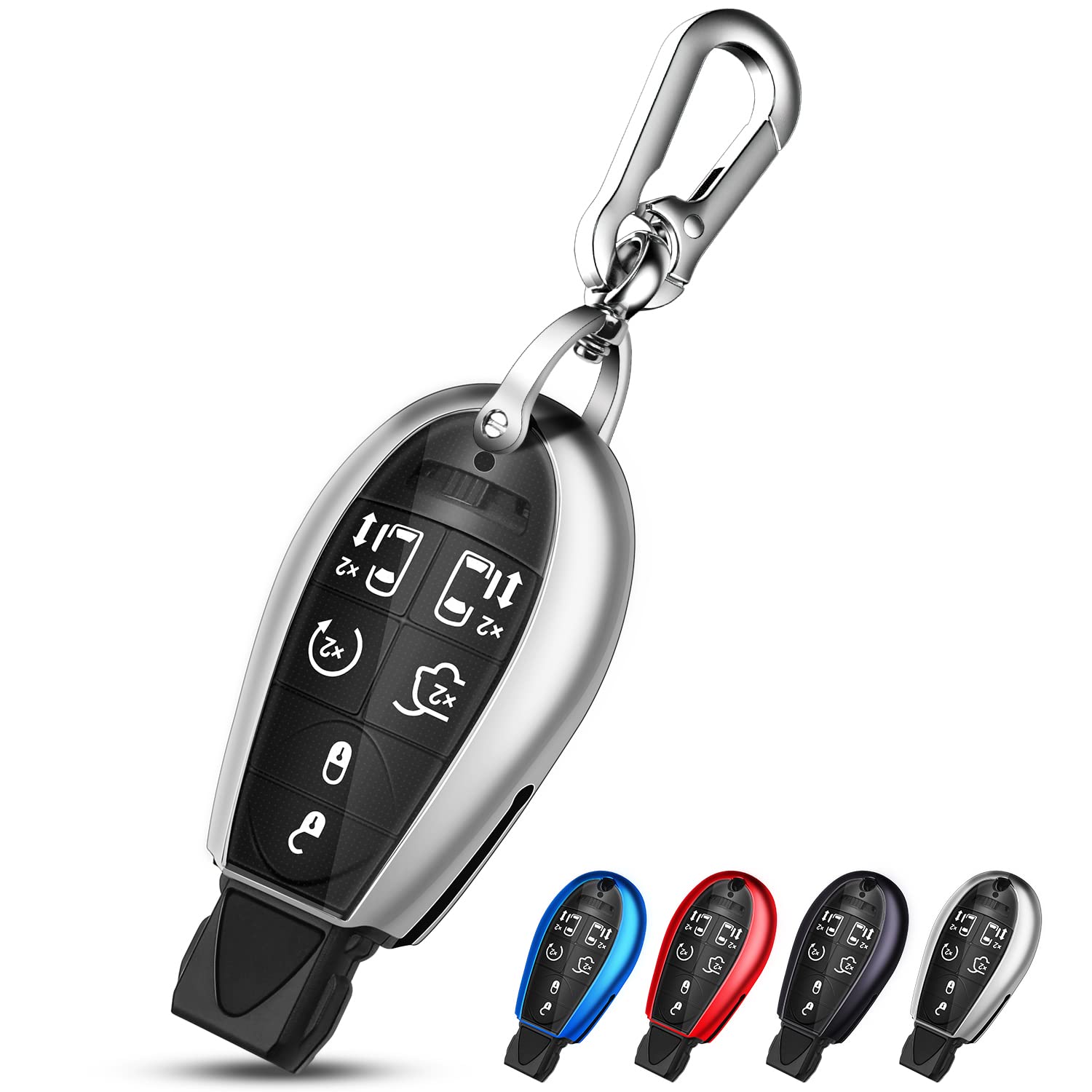 Qbuc For Dodge Key Fob Cover With Keychain Tpu Key Case Compatible With 2008-2018 Dodge Ram Jeep Chrysler Model Accessories (Silver)