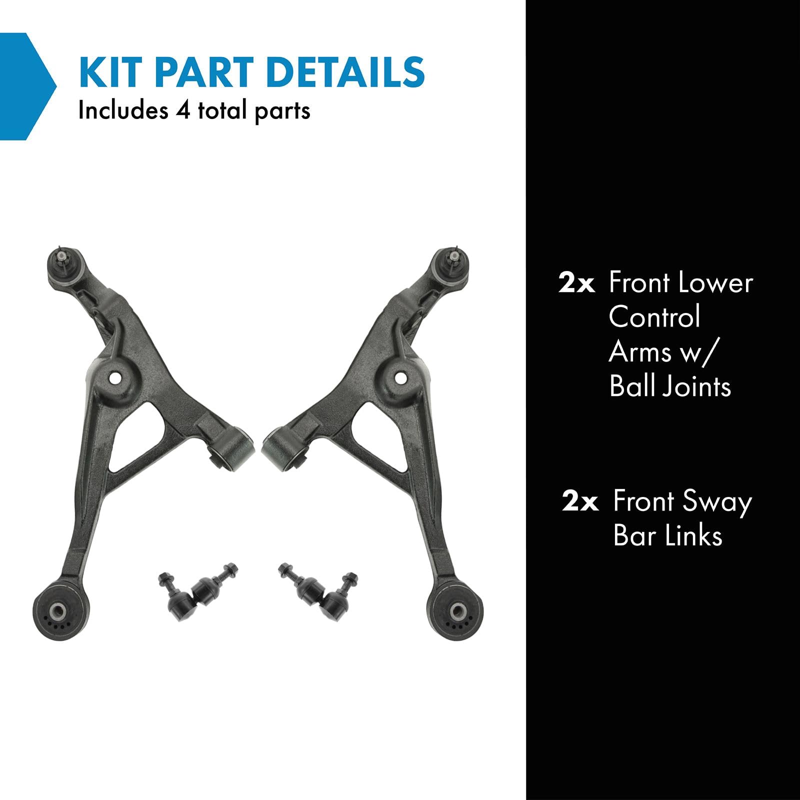 Trq Front Suspension Kit Control Arm With Ball Joint Sway Bar Stabilizer Link Compatible With 1995-2000 Chrysler Cirrus 1996-200