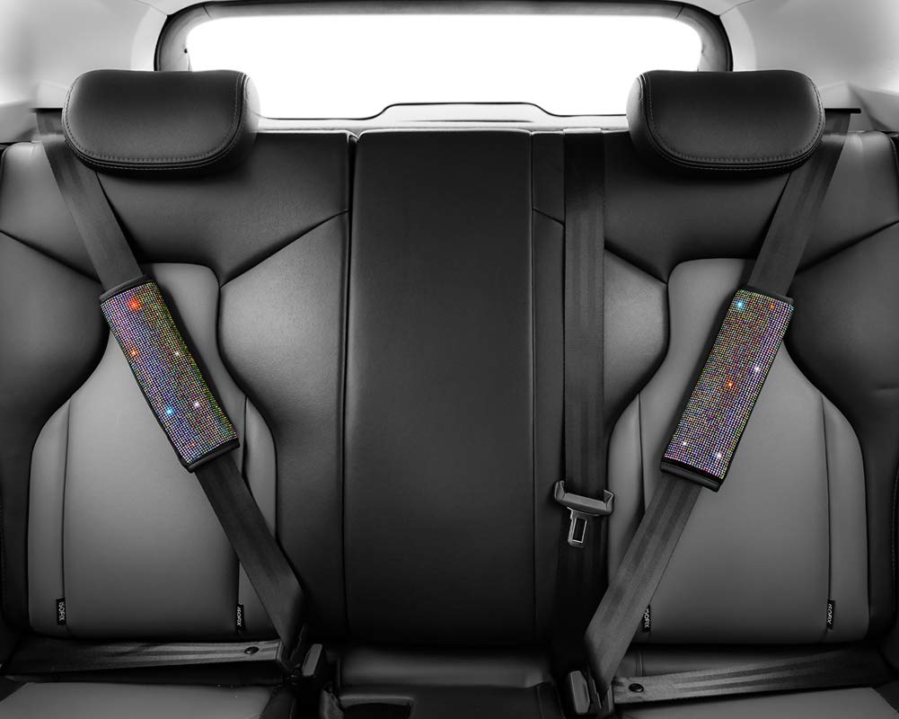 Valleycomfy Bling Steering Wheel Cover, Waterproof Diamond Floor Mats Sparkling 9-Pack Rhinestone Car Accessories For Women (Col