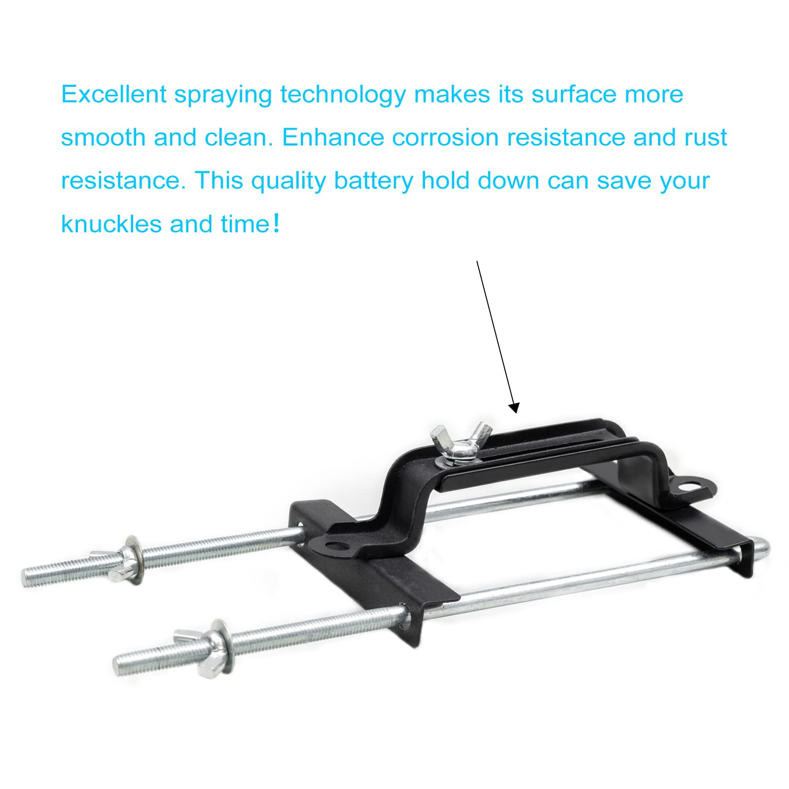 Aoerzn Premium Adjustable Battery Hold Down Tray, Universal Crossbar with J Bolt, 11in / 27cm, Corrosion Resistant for SUV Car