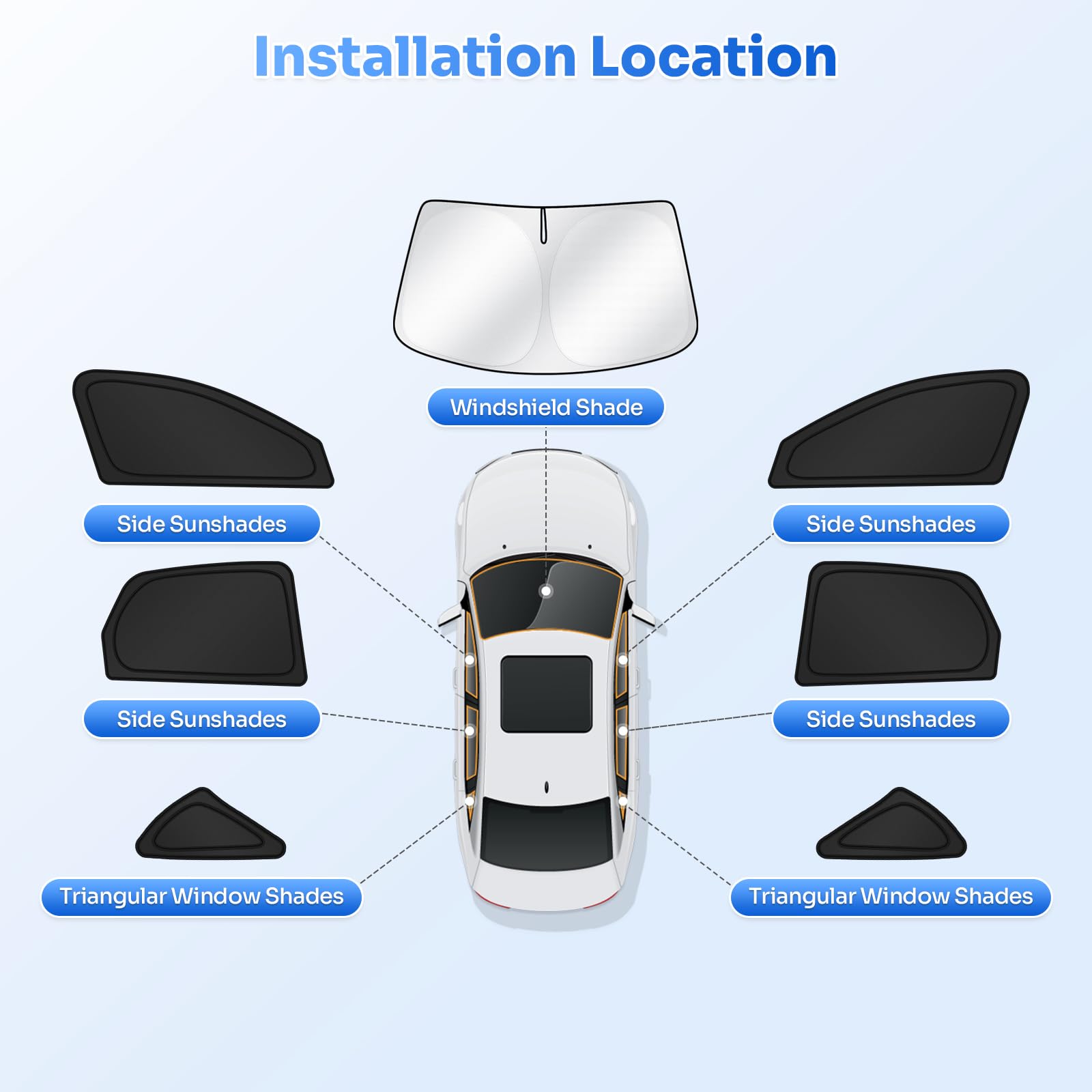 Canvcle Sunshades For 2019-2025 Volkswagen/Vw Jetta Accessories Windshield Sun Shade Side Rear Window Shade Cover Sun Visor Shie