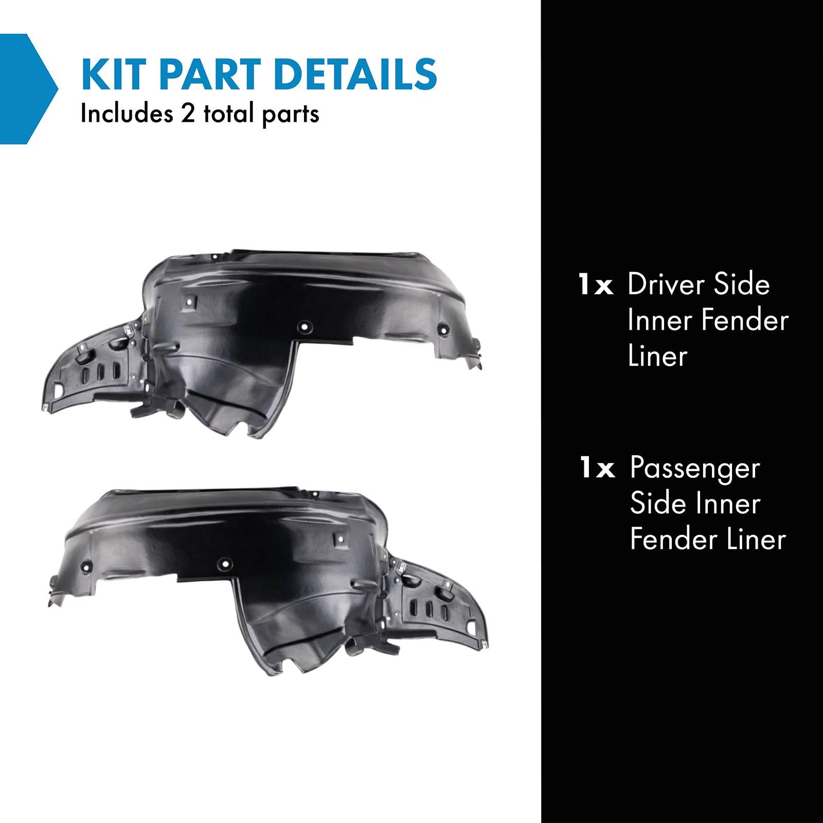 Trq Inner Fender Liner Set Compatible With 2005-2008 Acura Rl Ac1250100 Ac1251100