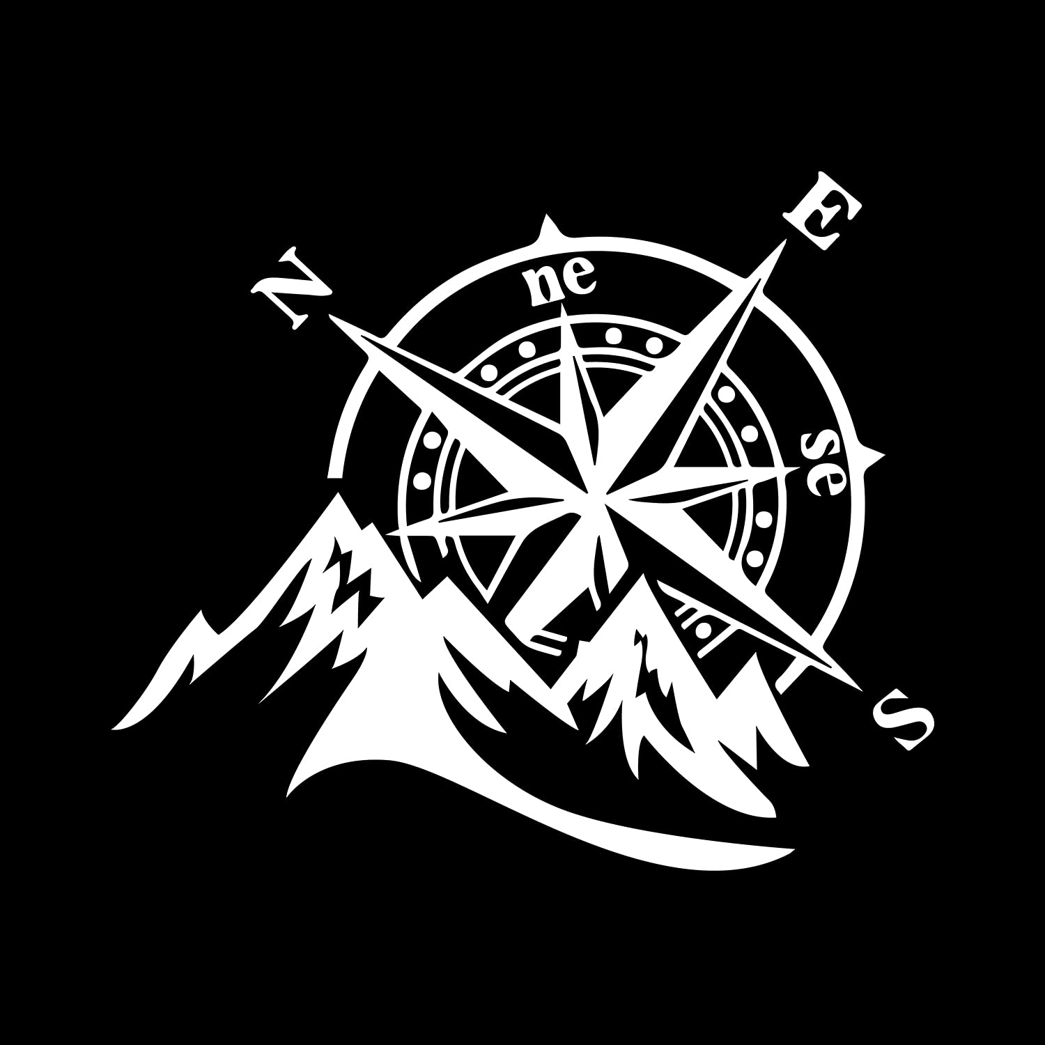 Dreothy 2Pack Mountain Compass Vinyl Decal Sticker,Outdoor Waterproof Adventure Car Stickers and Decals Car Window Decals Vinyl