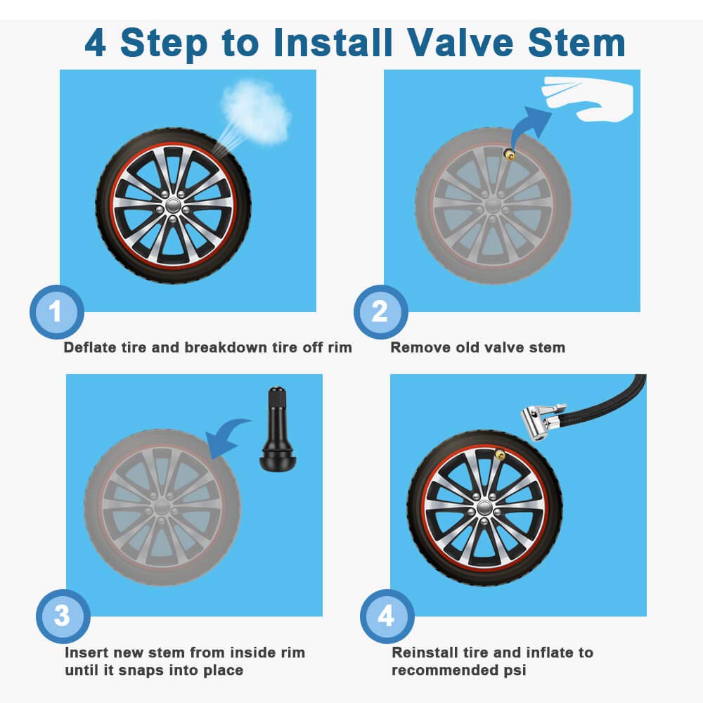 Riseuvo 5pcs TR413 Tire Valve Stem - Rubber Snap-in Valve Stems, Tire Valve for 0.453 Inch Rim Hole