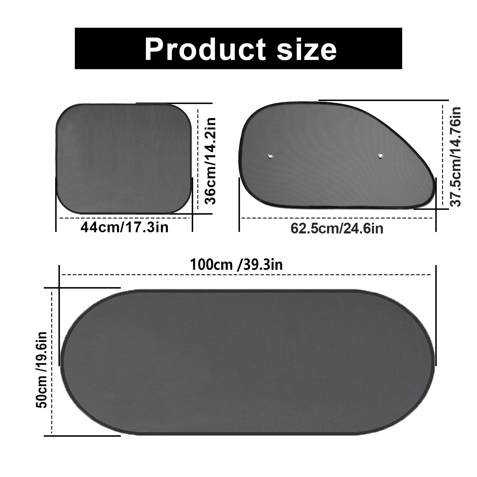 5Pack Set Car Window Shade, Auto Sun Shades for Side and Rear Window, Protection from Sun UV Rays & Heat, Sun Shade with Suction