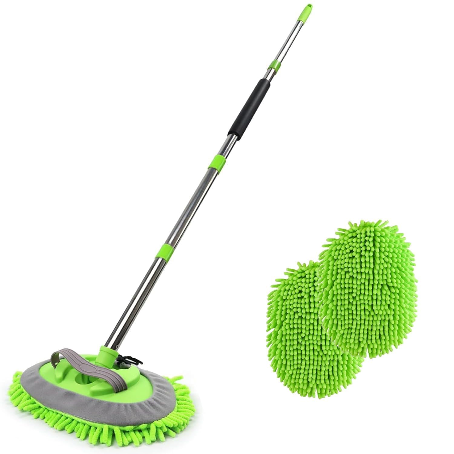 62'' Microfiber Car Wash Brush Mop Kit Sponge With Long Handle, Chenille Car Cleaning Brush Supplies For Car Rv Suv Truck Boat B
