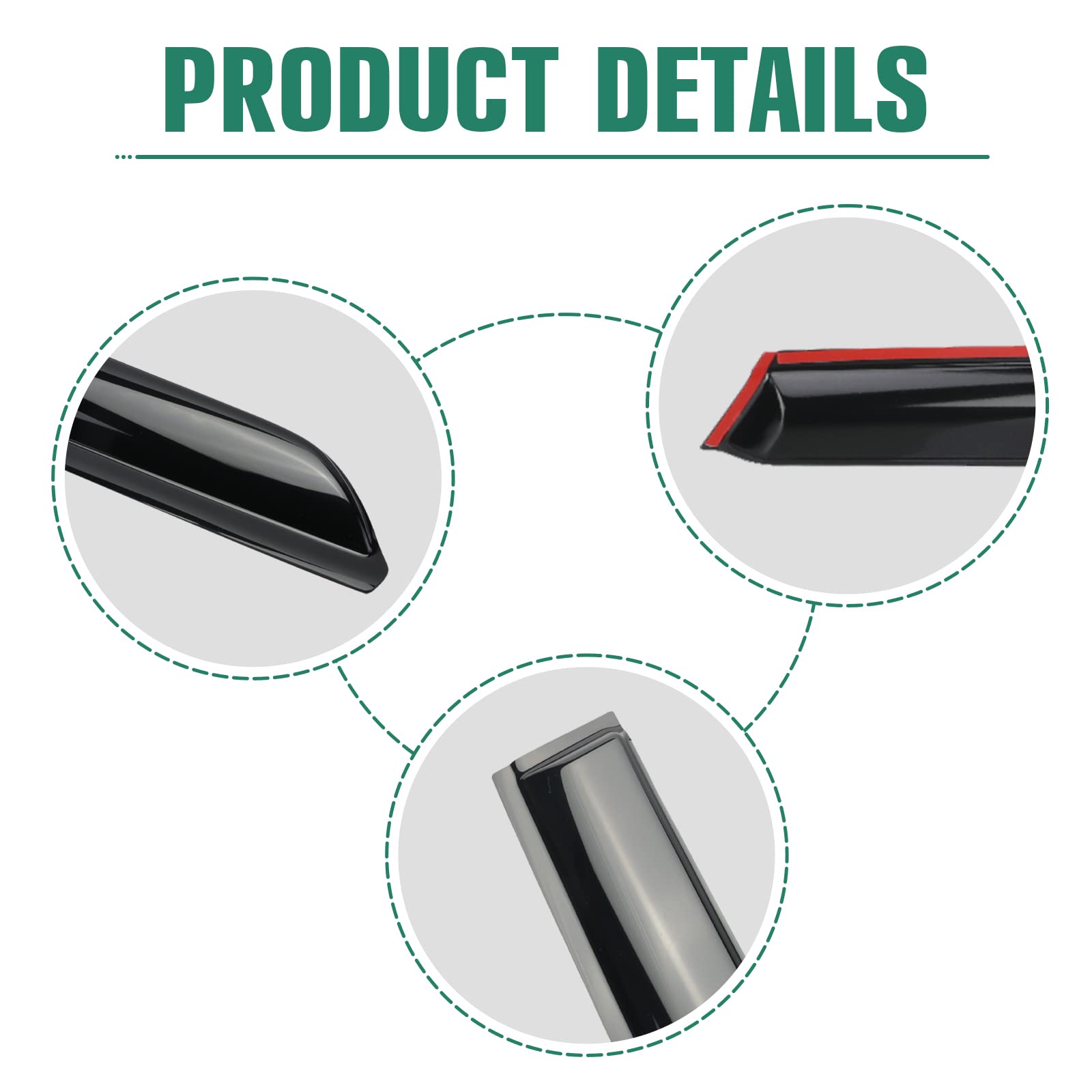 Saoknce 4 Pieces Tape-On Extra Durable Rain Guards Fit For 2020-2023 Nissan Versa,Window Deflectors,Window Visors (Smoke Black)