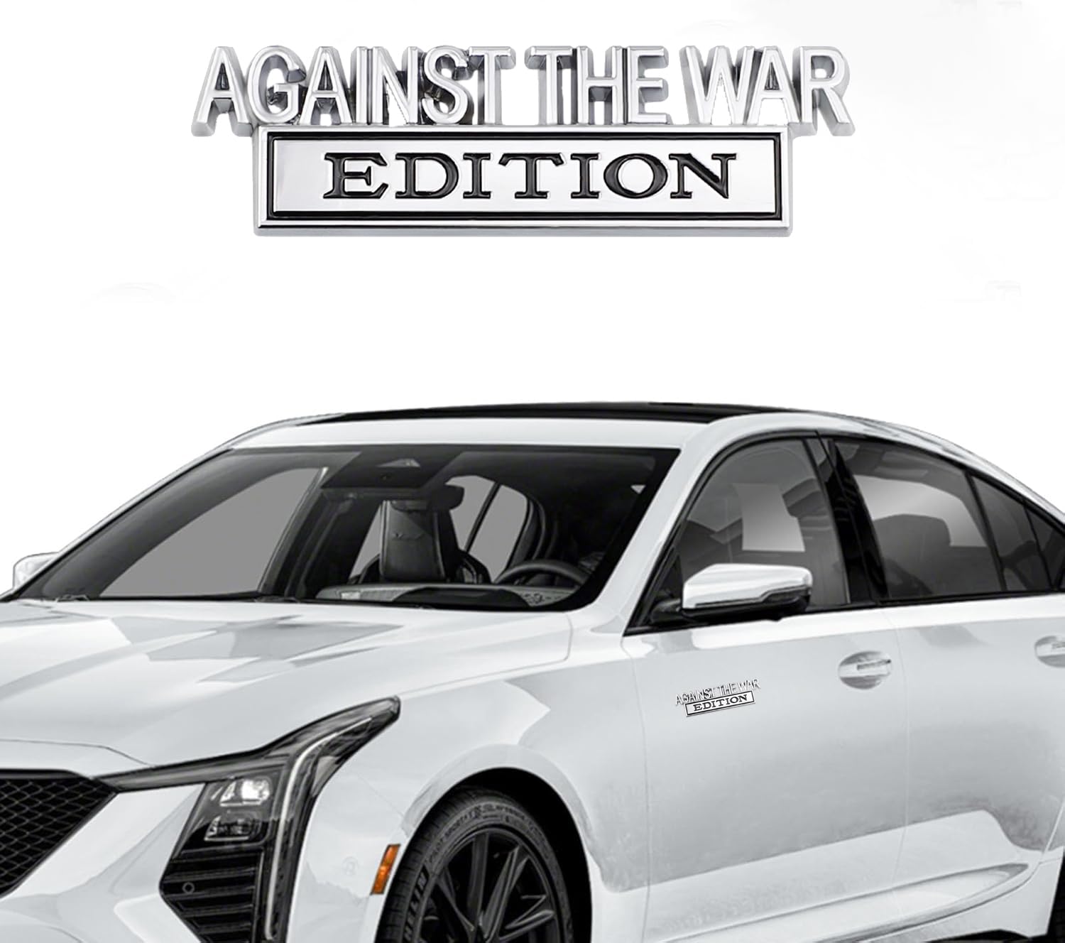 Carrun 2 Pcs Aginst The War Edition Emblem Car Side Rear Front Hood Trunk Door Badge 3D Decal Sticker Fit For Car Truck Suv (Agi