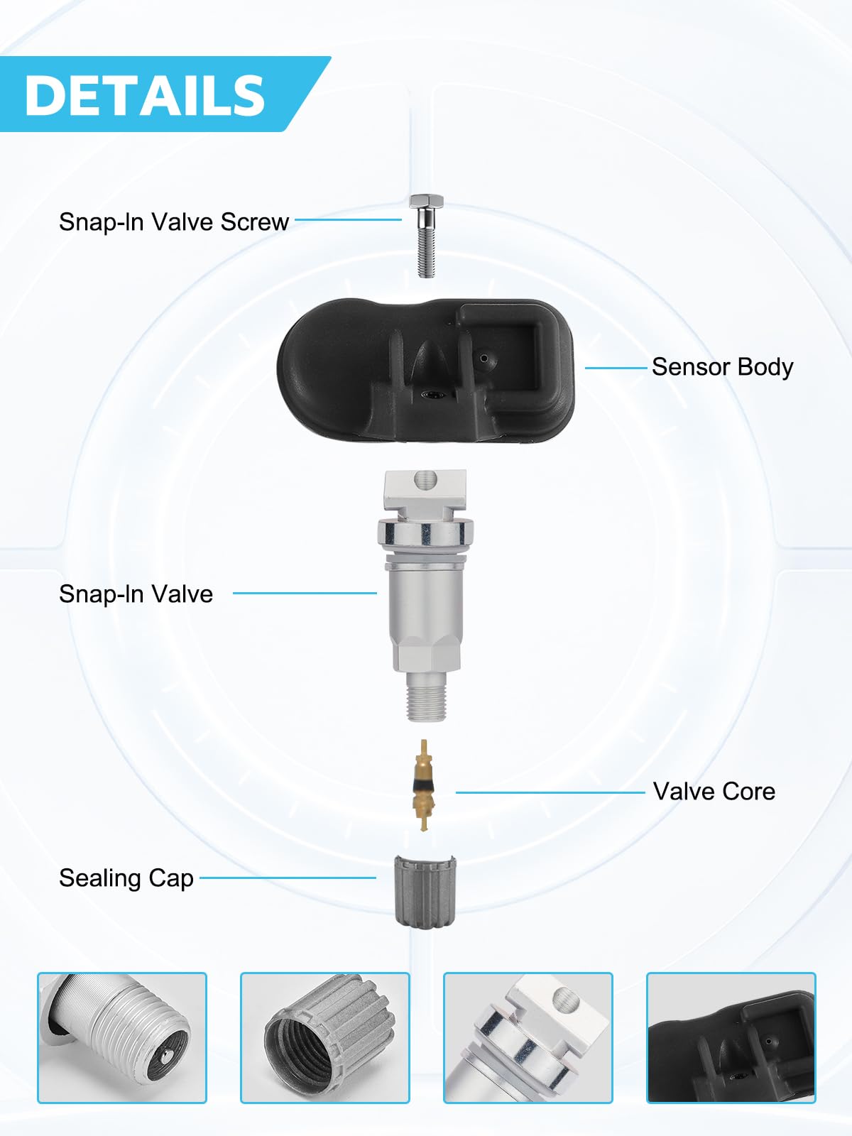 TAUTOY TPMS Sensor, GM 433Mhz Tire Pressure Sensors Replacement for Chevy/Chevrolet Cadillac Buick GMC Replaces# 13598773, 13589