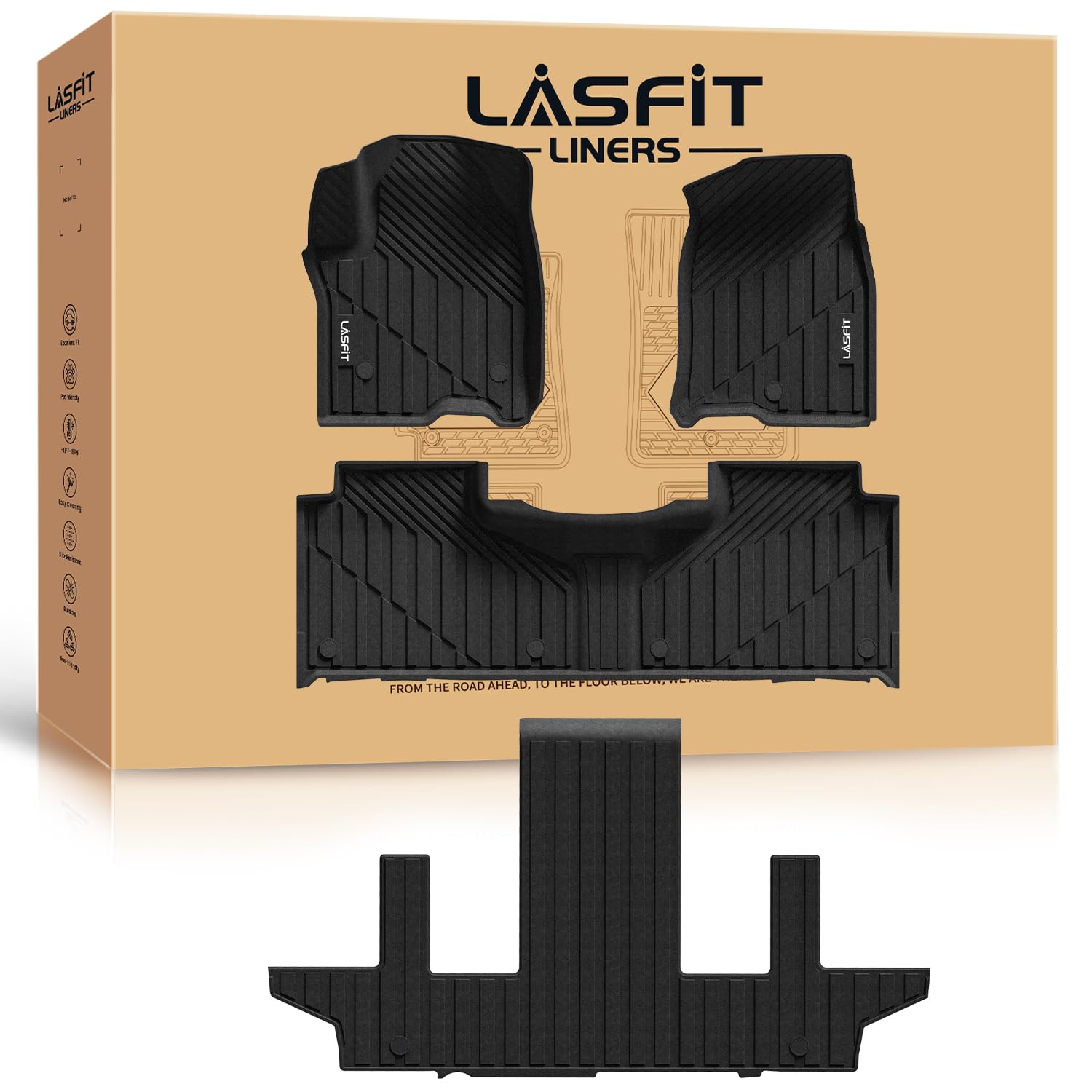 Lasfit Floor Mats For Chevrolet Chevy Suburban/Gmc Yukon Xl & Yukon Xl Denali/Cadillac Escalade Esv 2021-2025 & 7 Seats (Not Fit