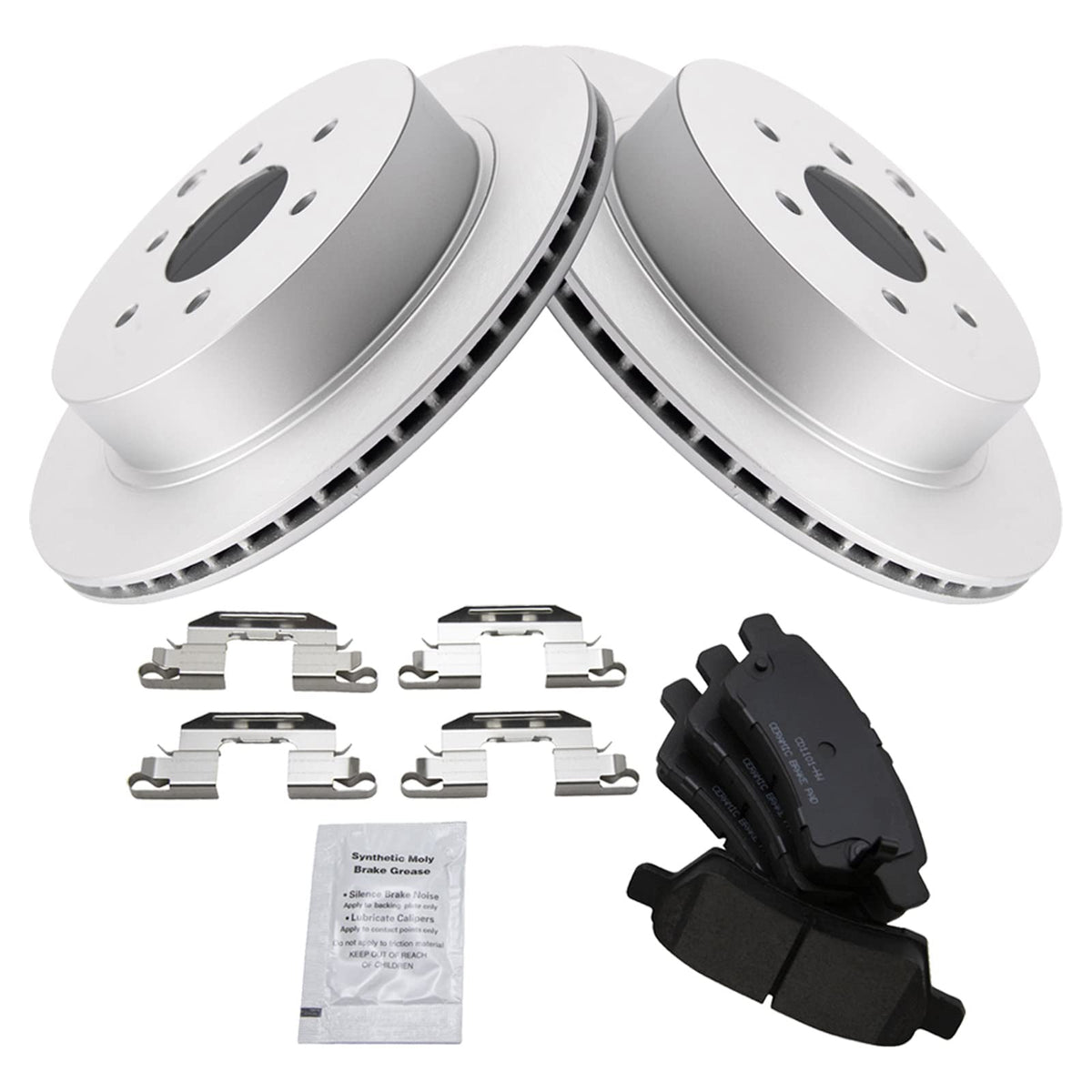 Trq Rear Ceramic Brake Pad & 2 Coated Rotor Kit For 05-12 Nissan Pathfinder