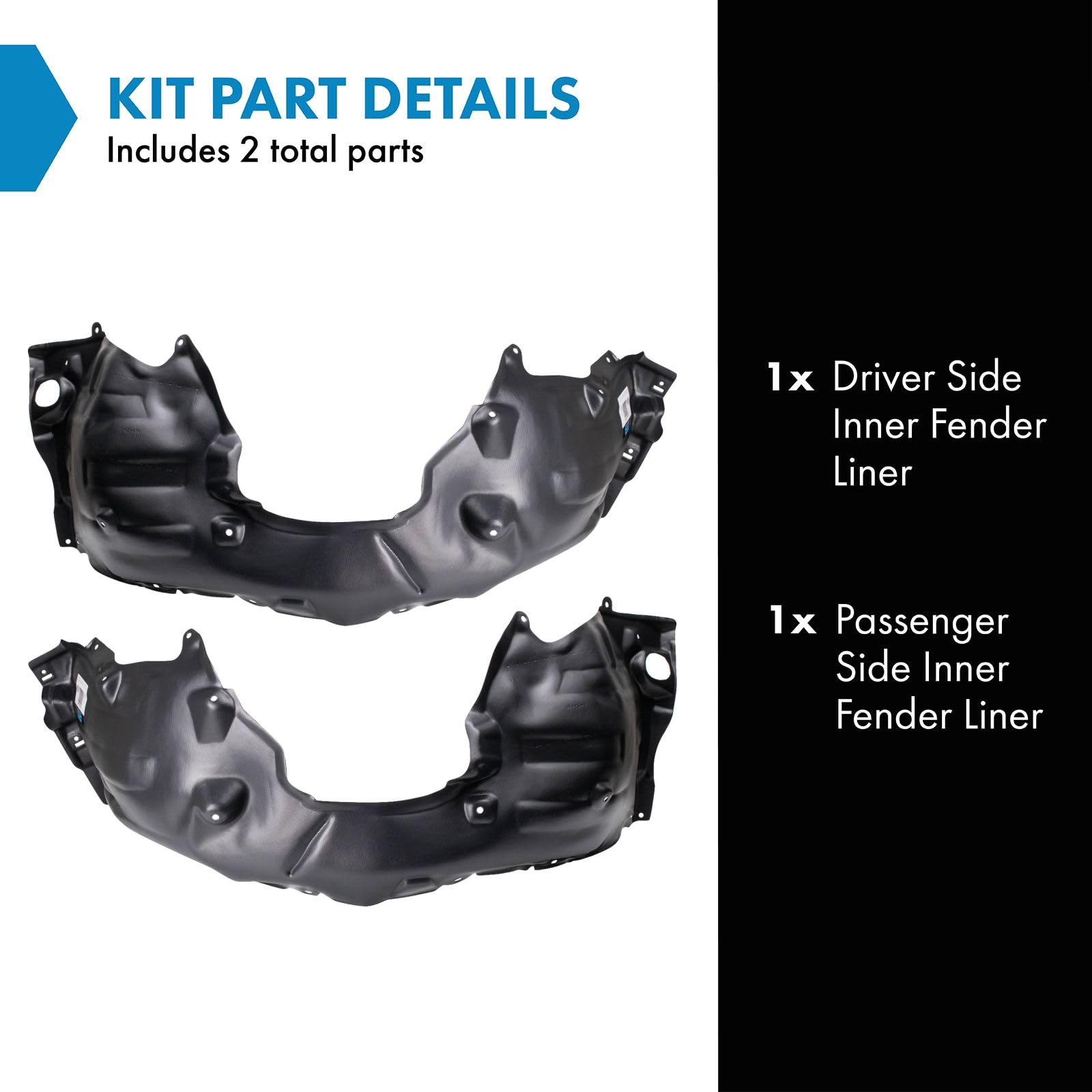Trq Inner Fender Liner Set Compatible With 2018-2019 Toyota Camry To1248214 To1249214