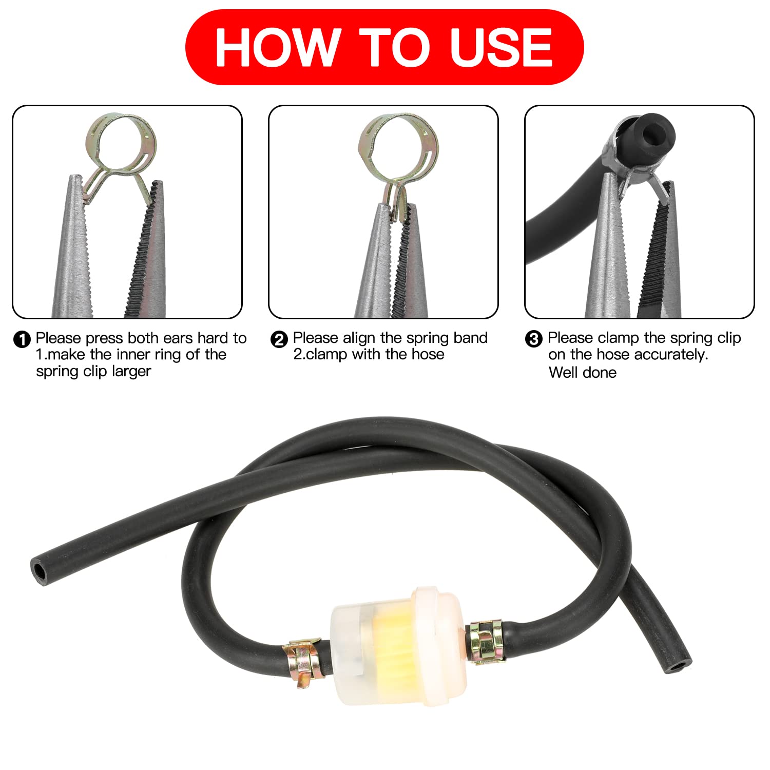 Grehua Dirt Bike Gas Line With Filter Compatible With Gy6 50Cc 90Cc 110Cc 150Cc 139Qmb 157Qmj Taotao Ssr Trailmaster 150 Xrs Go Kart Atv Motorcycle Pitbike Scooter Moped Quad Buggy Parts Black
