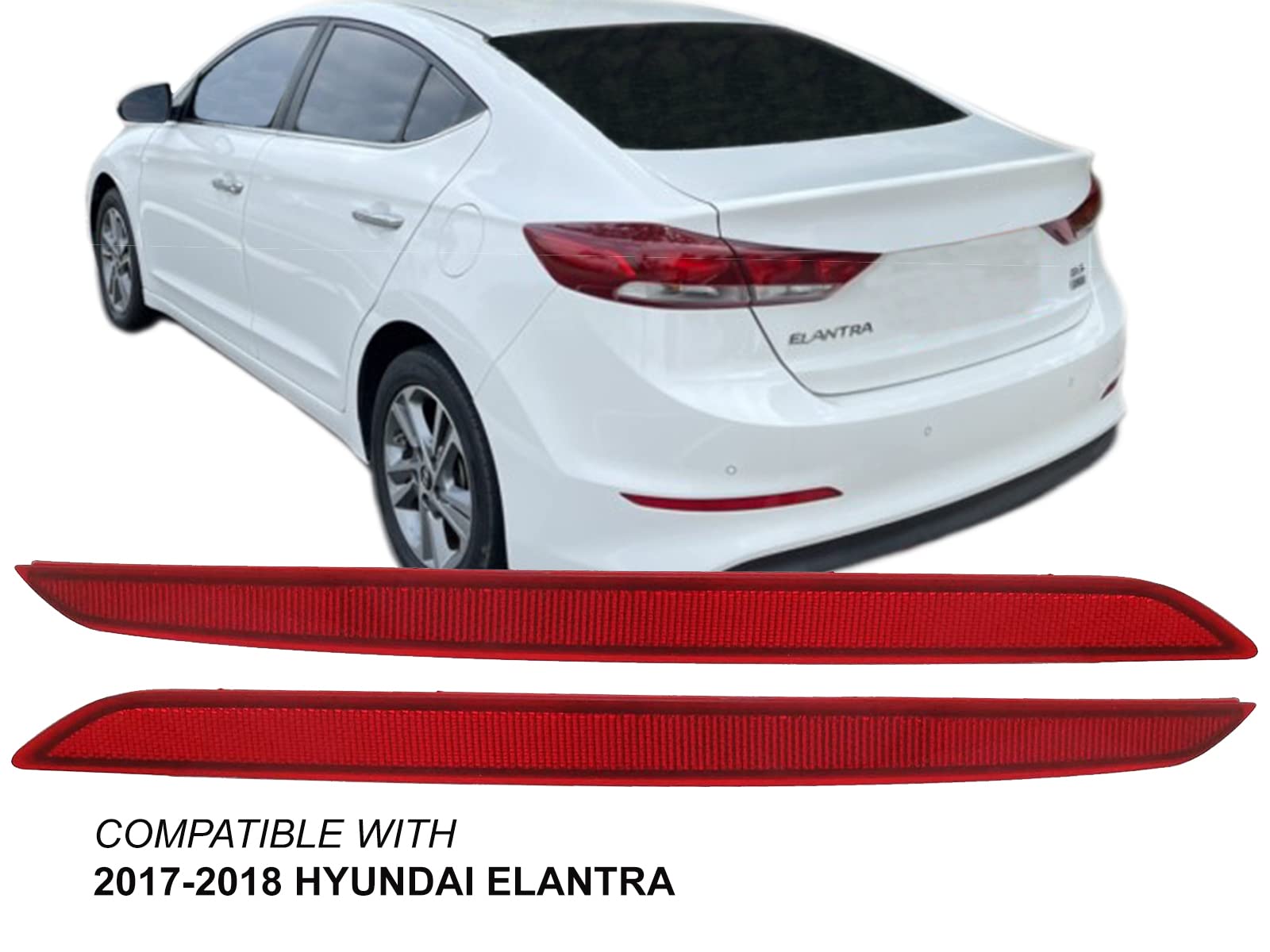 APA Replacement for Rear Bumper Reflector 2017 2018 Elantra Driver and Passenger PAIR 92406F2000 92405F2000 HY1185118 HY1184118