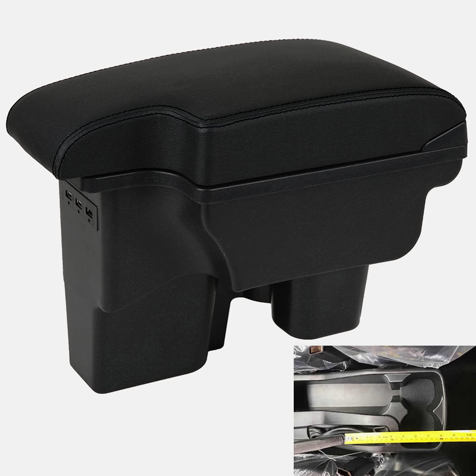 Yjywzh Armrest Box For Toyota Hilux Center Storage Box Organizer Interior Hand Centre Consoles With 3 Usb Port Arm Rest Double-Layer Black Accessories