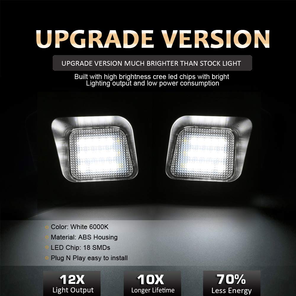 D-Lumina Led License Plate Lights Assembly Clear Lens Compatible With 2003-2018 Dodge Ram 1500 2500 3500 Pickup Truck, Rear Bump