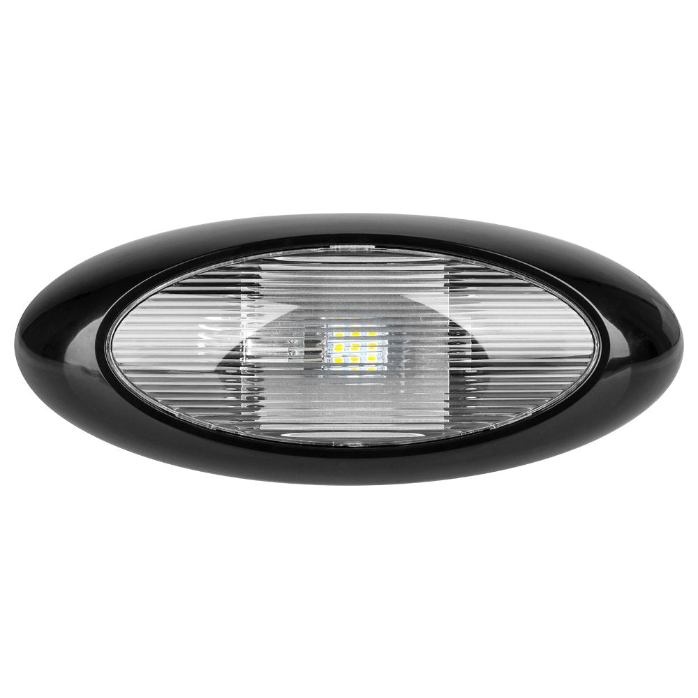 Lumitronics RV 12 LED Oval Outdoor Exterior Scare/Porch Light - Clear Lens (Black)