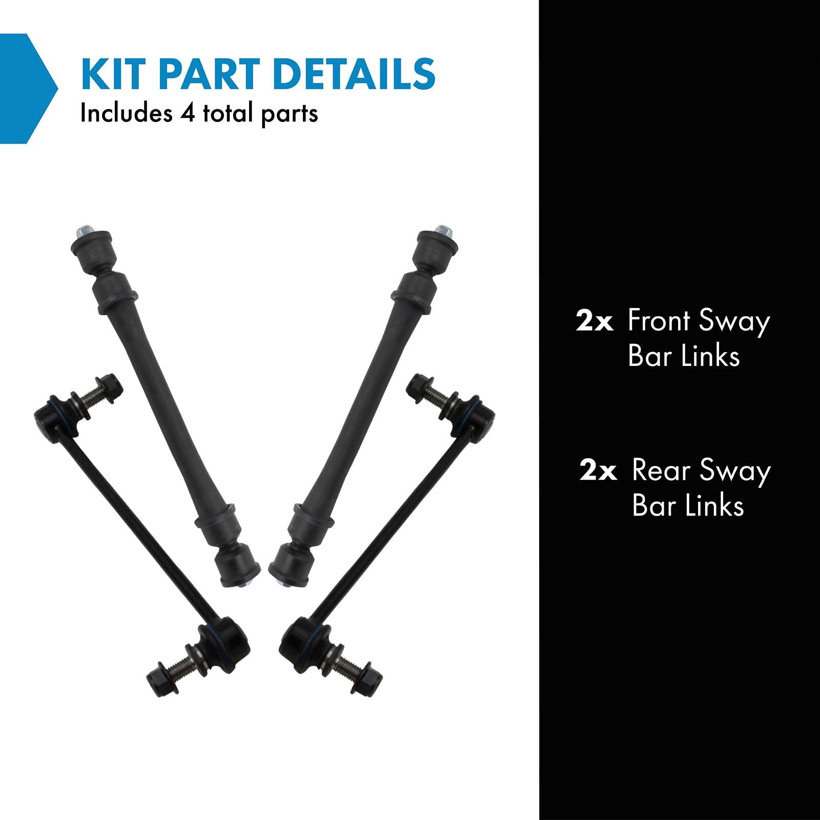 Trq Front & Rear Sway Bar Stabilizer Link Set Compatible With 2010-2016 Cadillac Srx