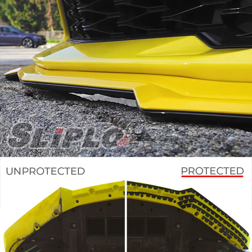 8 Pack Sliplo Ultra Universal Front Bumper Scrape Guard Skid Plate Bumper Front Lip Protection For Lowered Cars, Carbon Fiber Sp